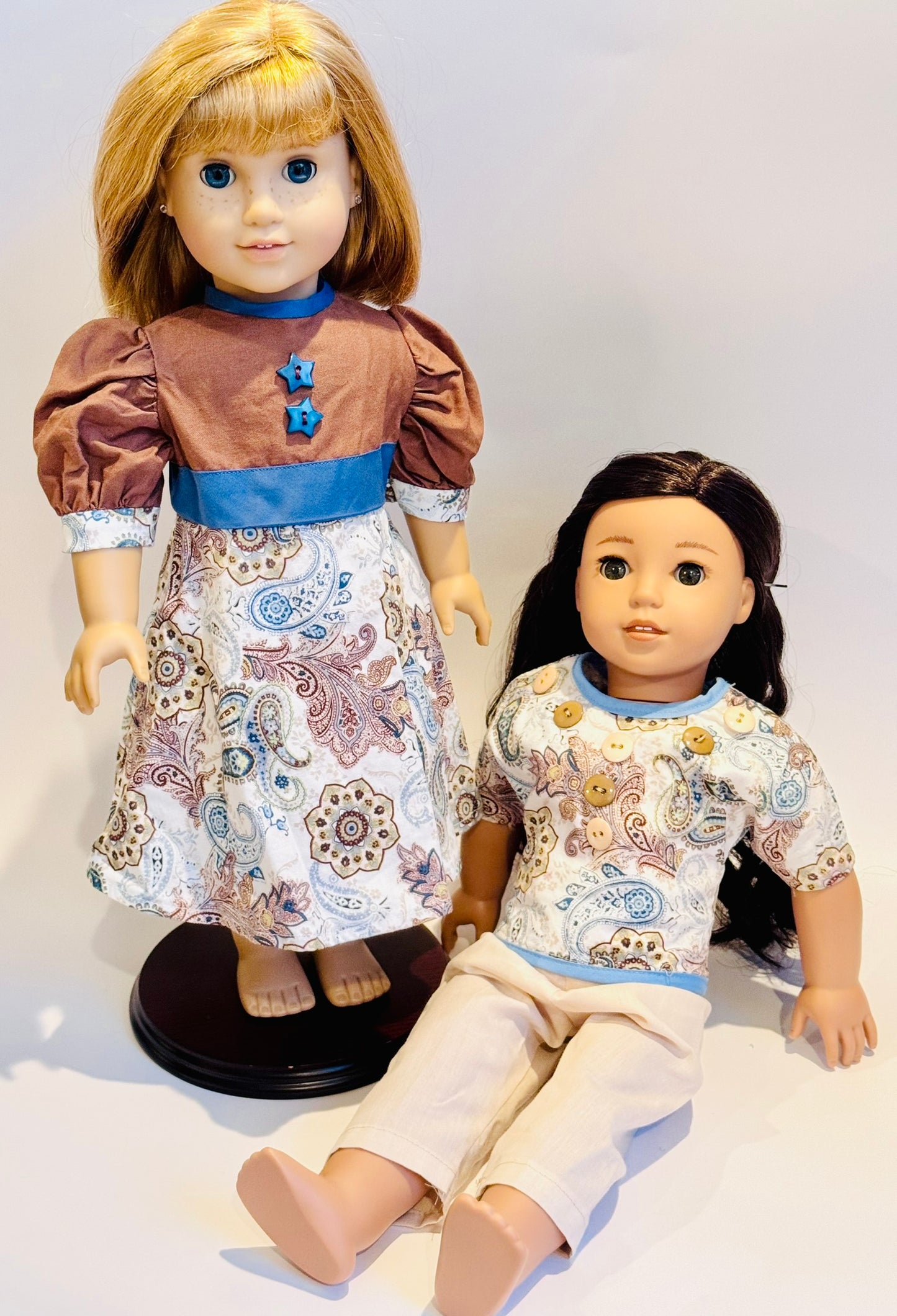 Blue and brown paisley set made by Kathleen Saviak