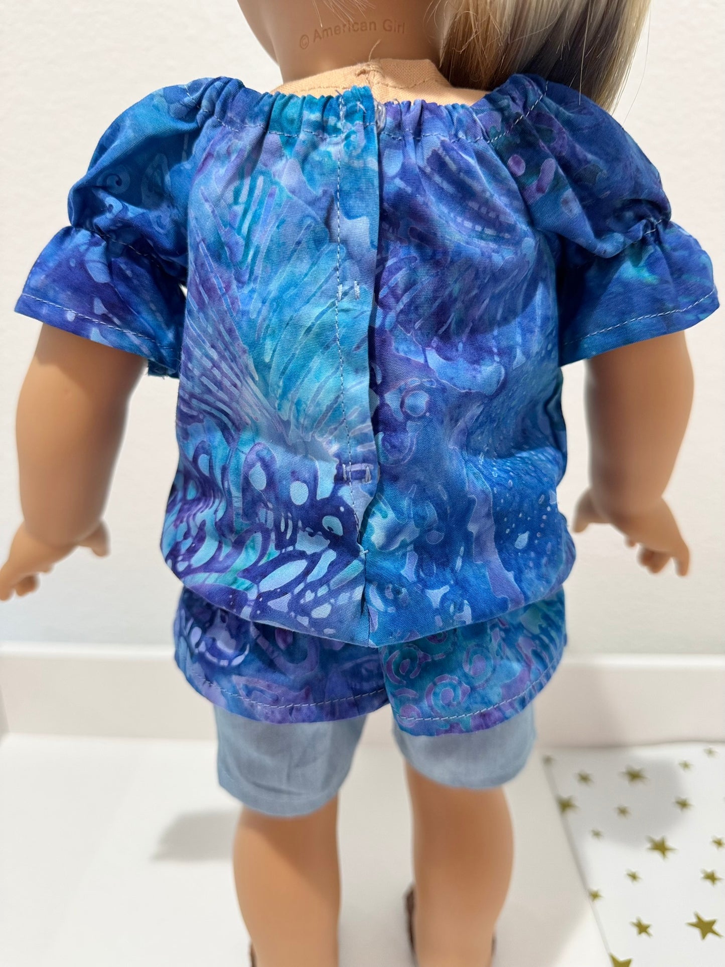 The Europa Top: Caribbean Blue Batik