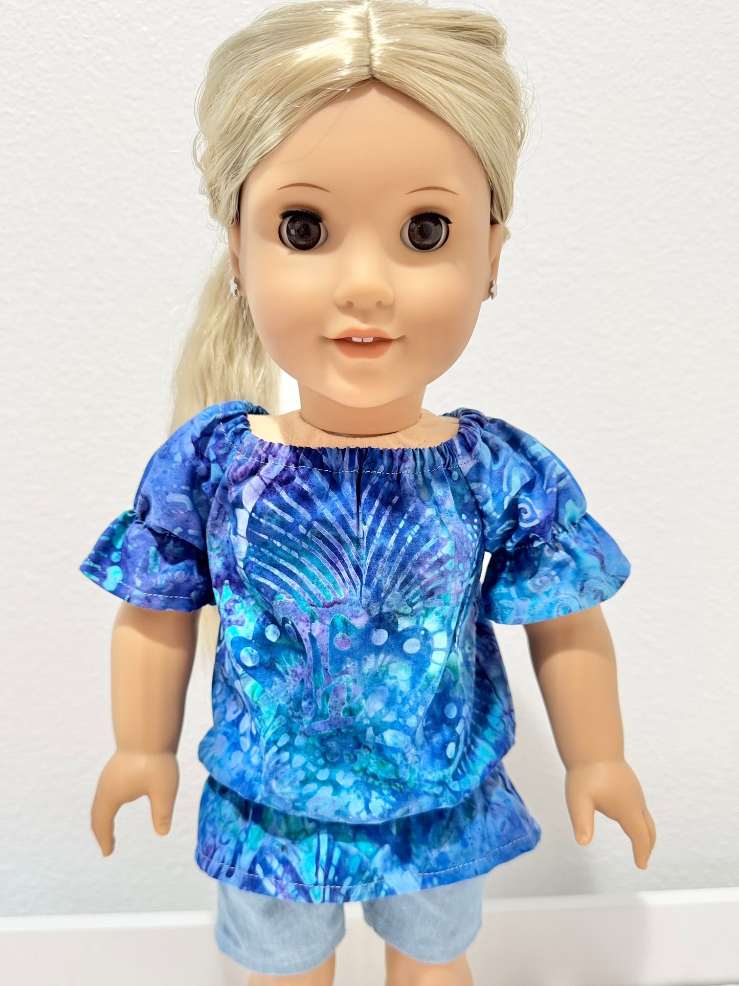 The Europa Top: Caribbean Blue Batik