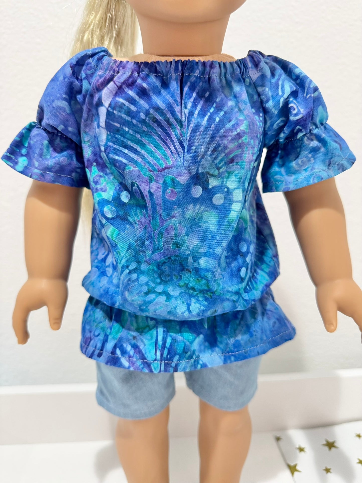The Europa Top: Caribbean Blue Batik