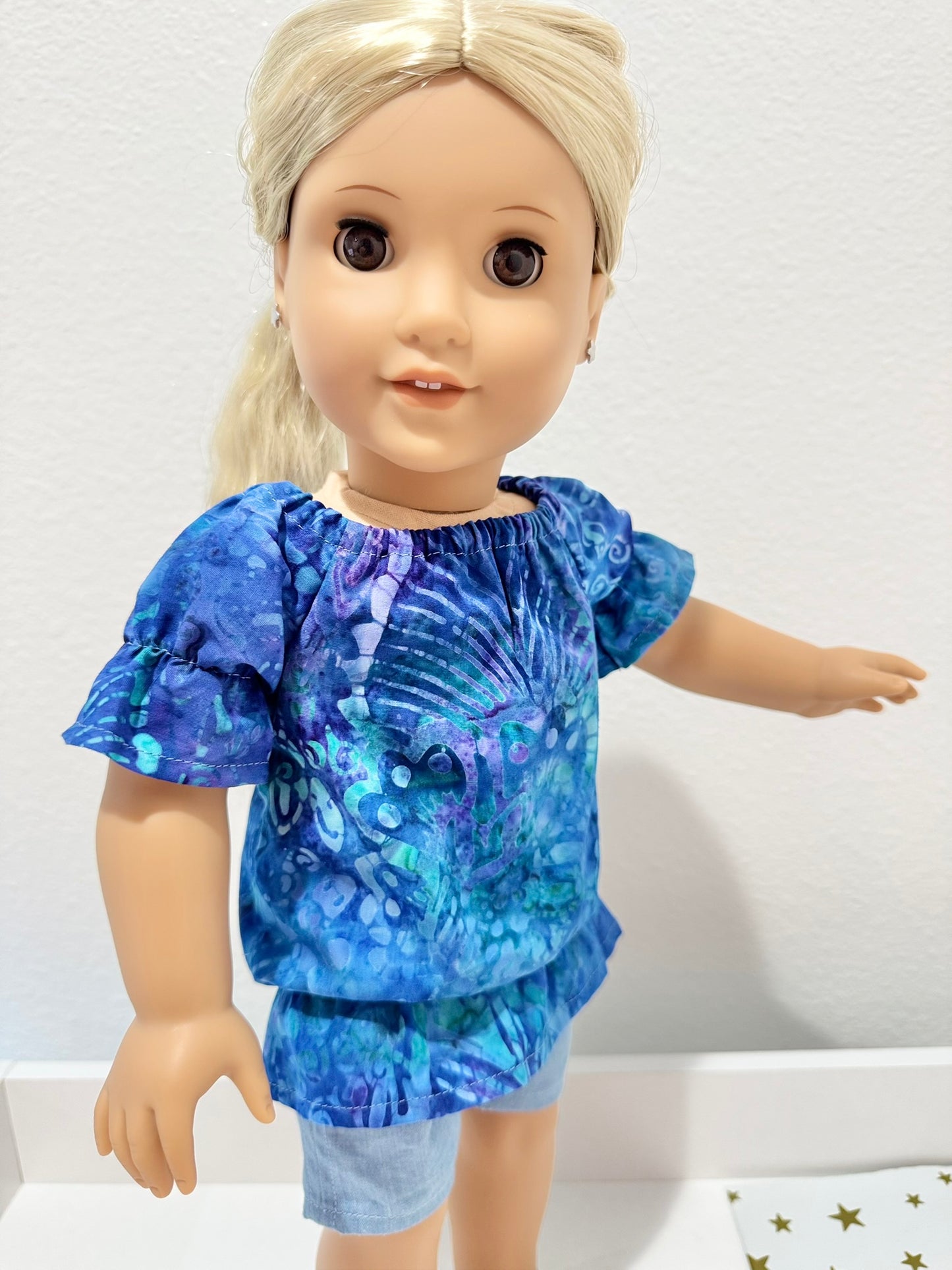 The Europa Top: Caribbean Blue Batik