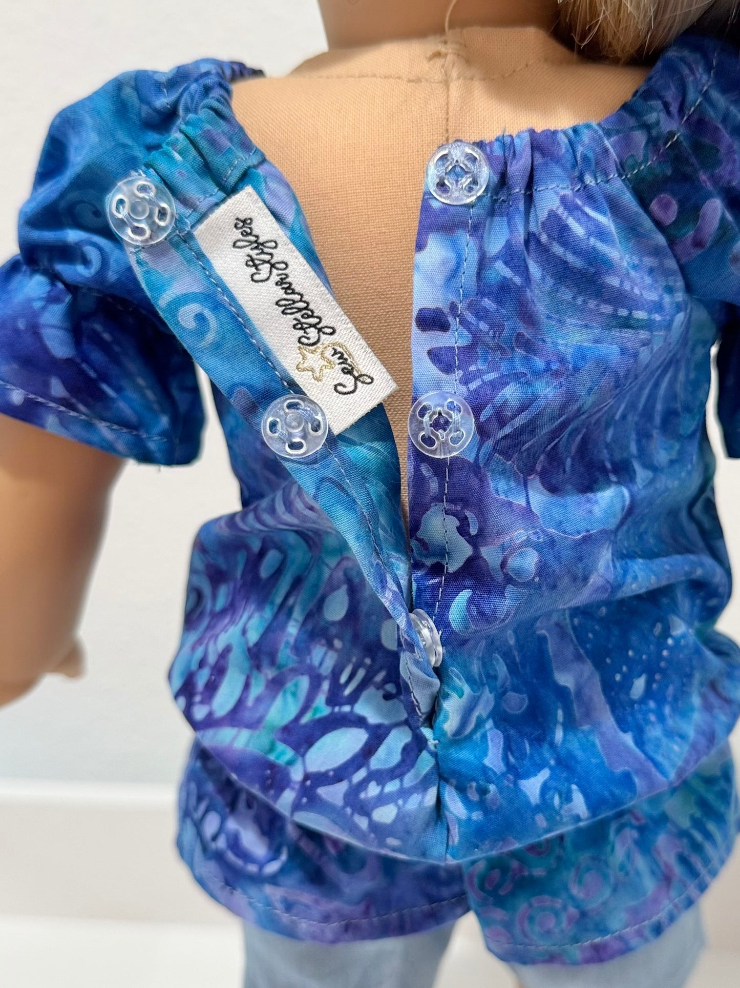 The Europa Top: Caribbean Blue Batik