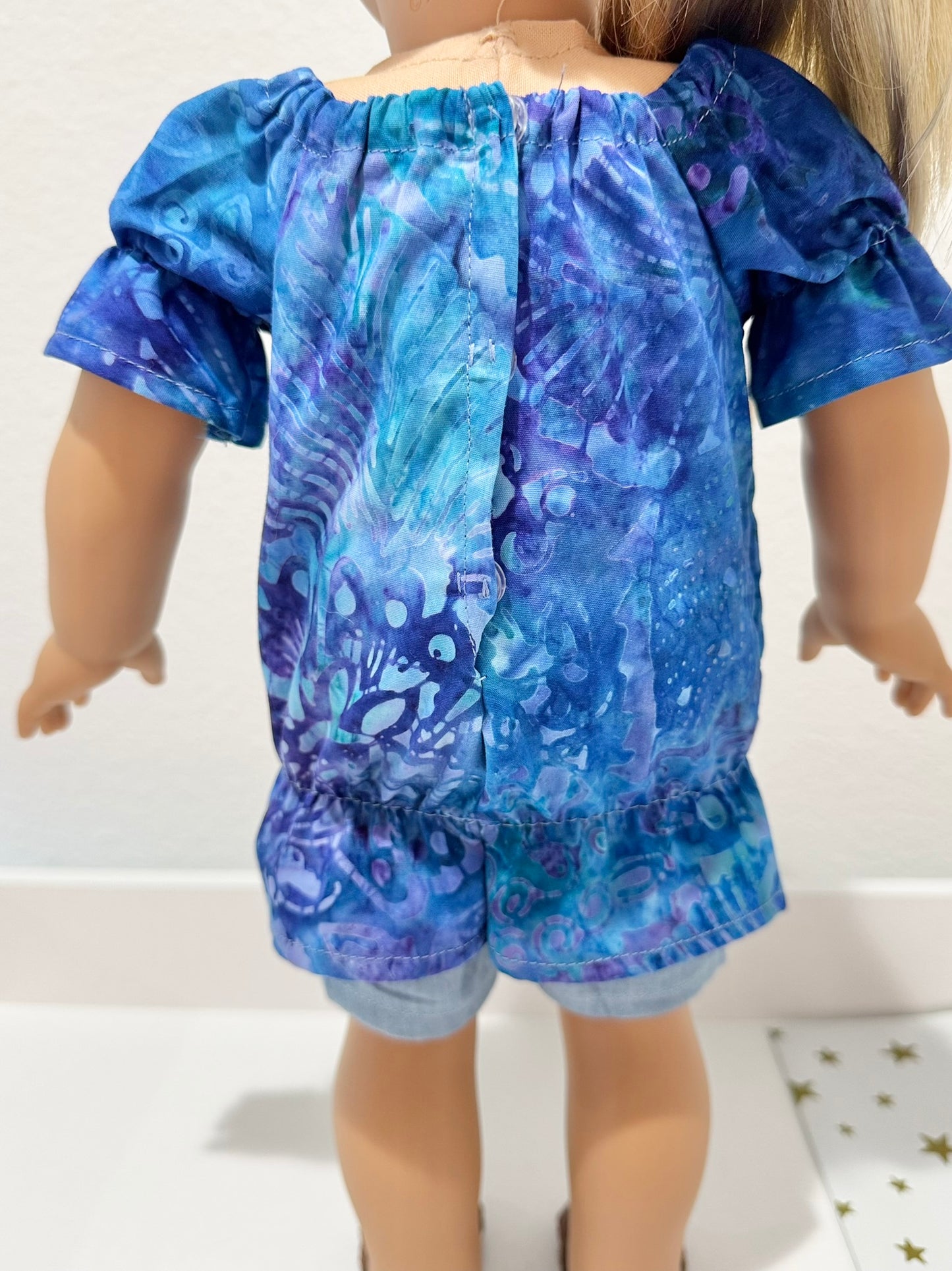 The Europa Top: Caribbean Blue Batik