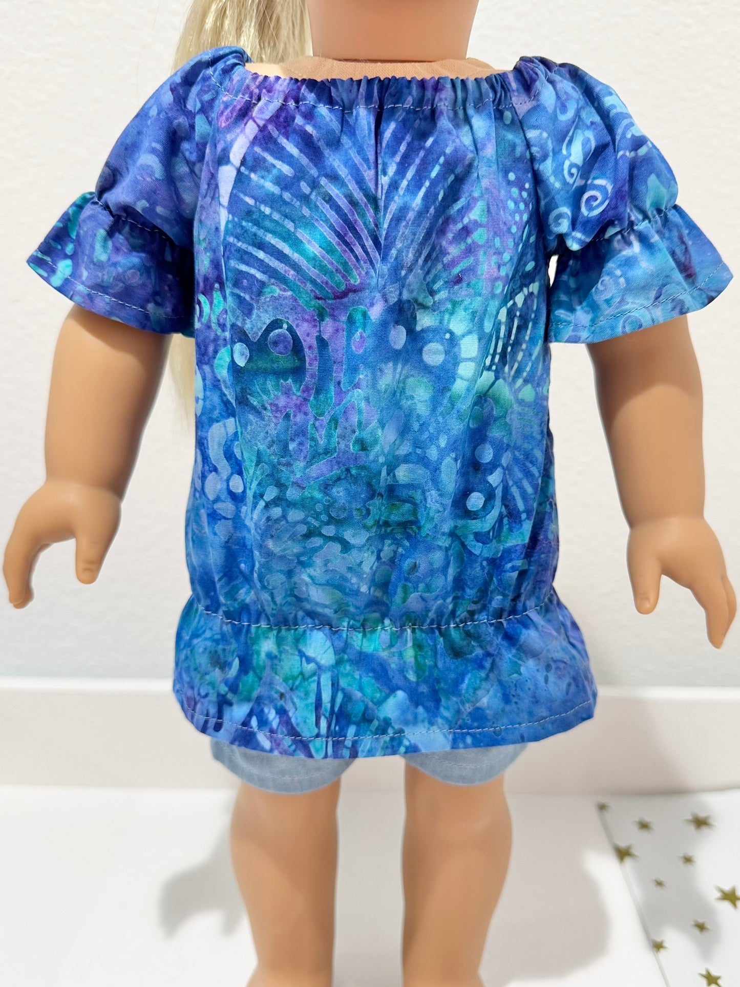 The Europa Top: Caribbean Blue Batik