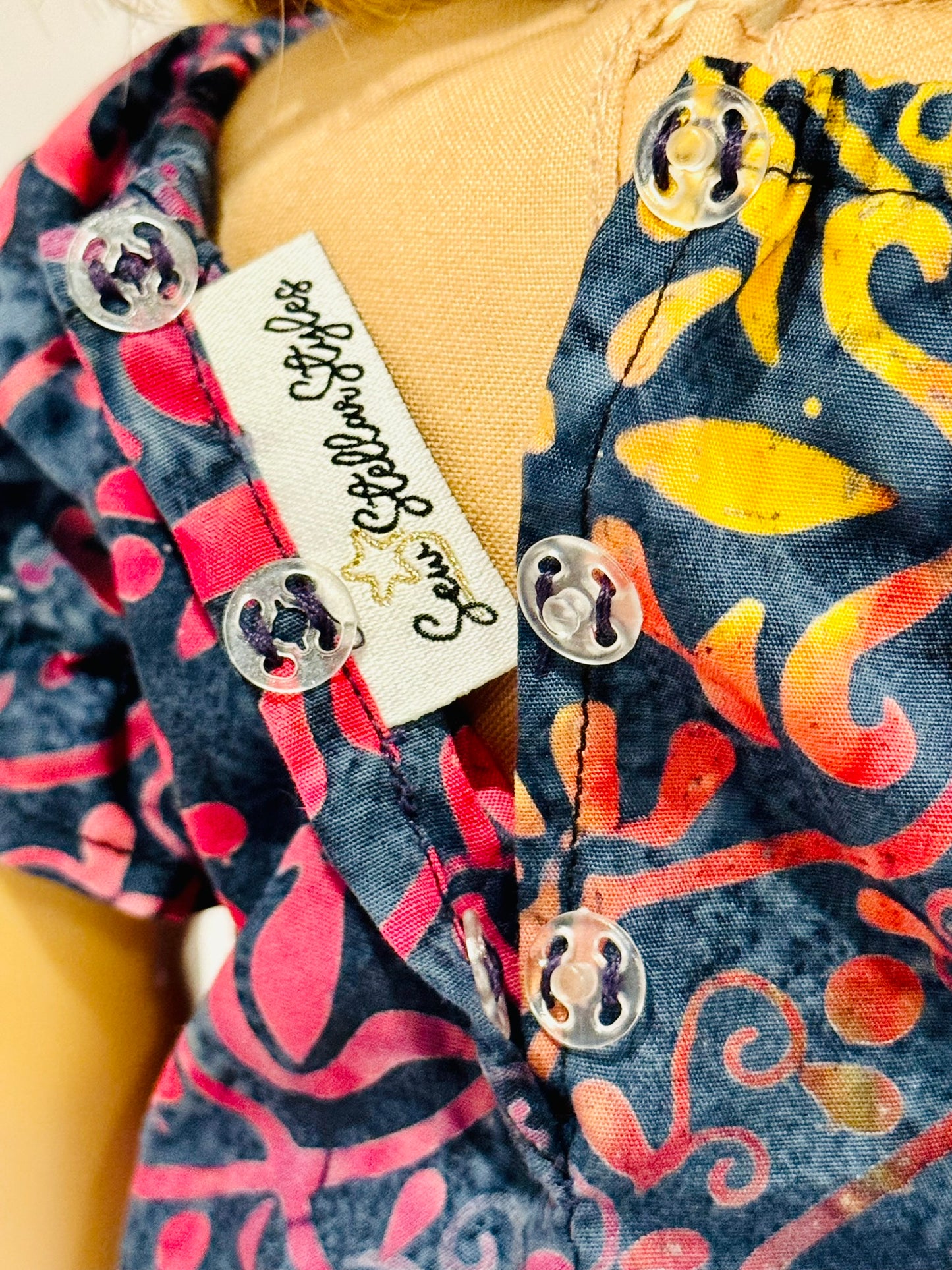 The Europa Top: Navy Rainbow Batik