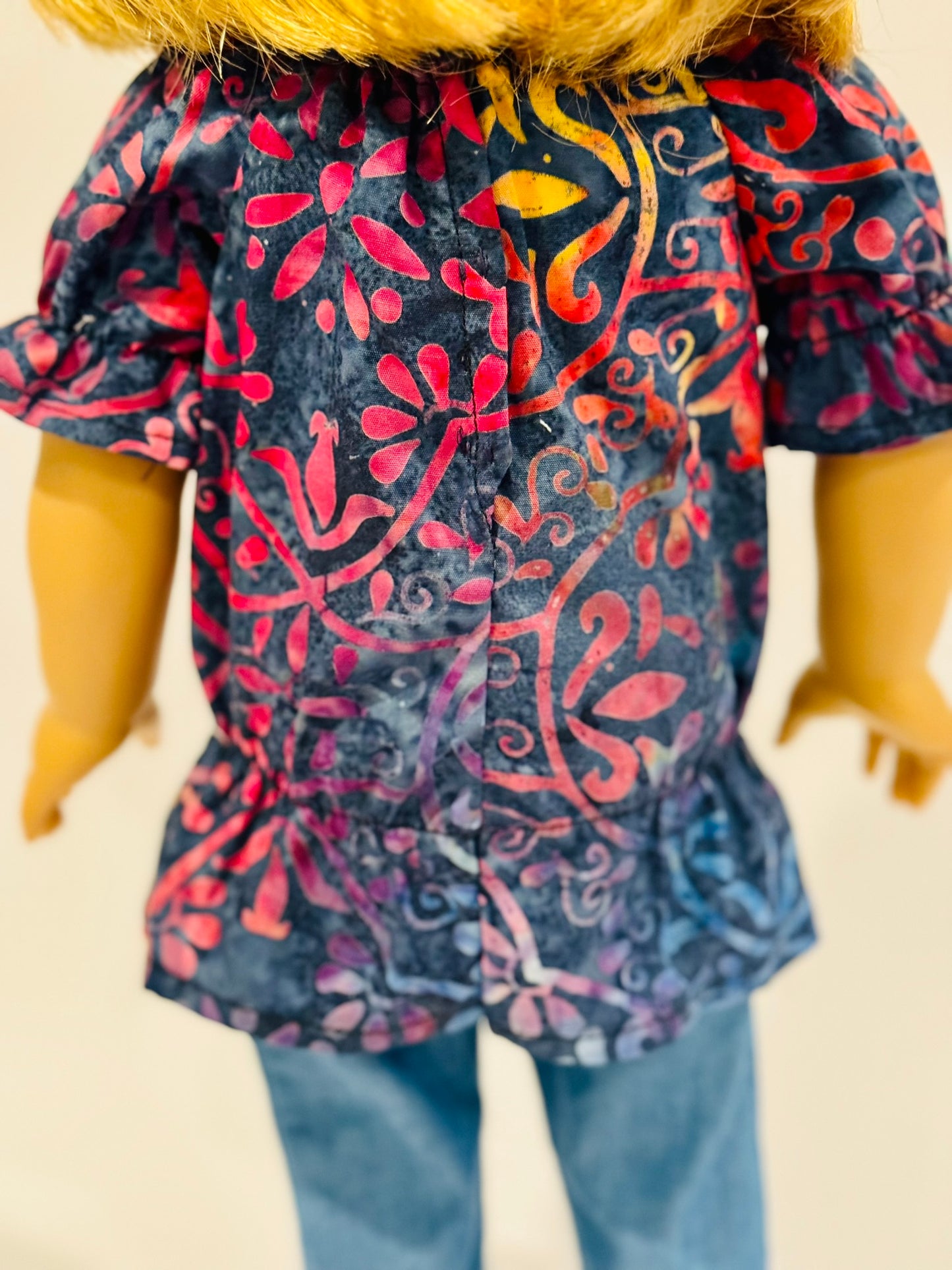 The Europa Top: Navy Rainbow Batik