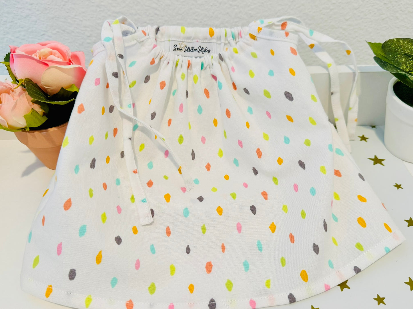 The Tie & Twirl Dress: Neon Pastel Polkadot