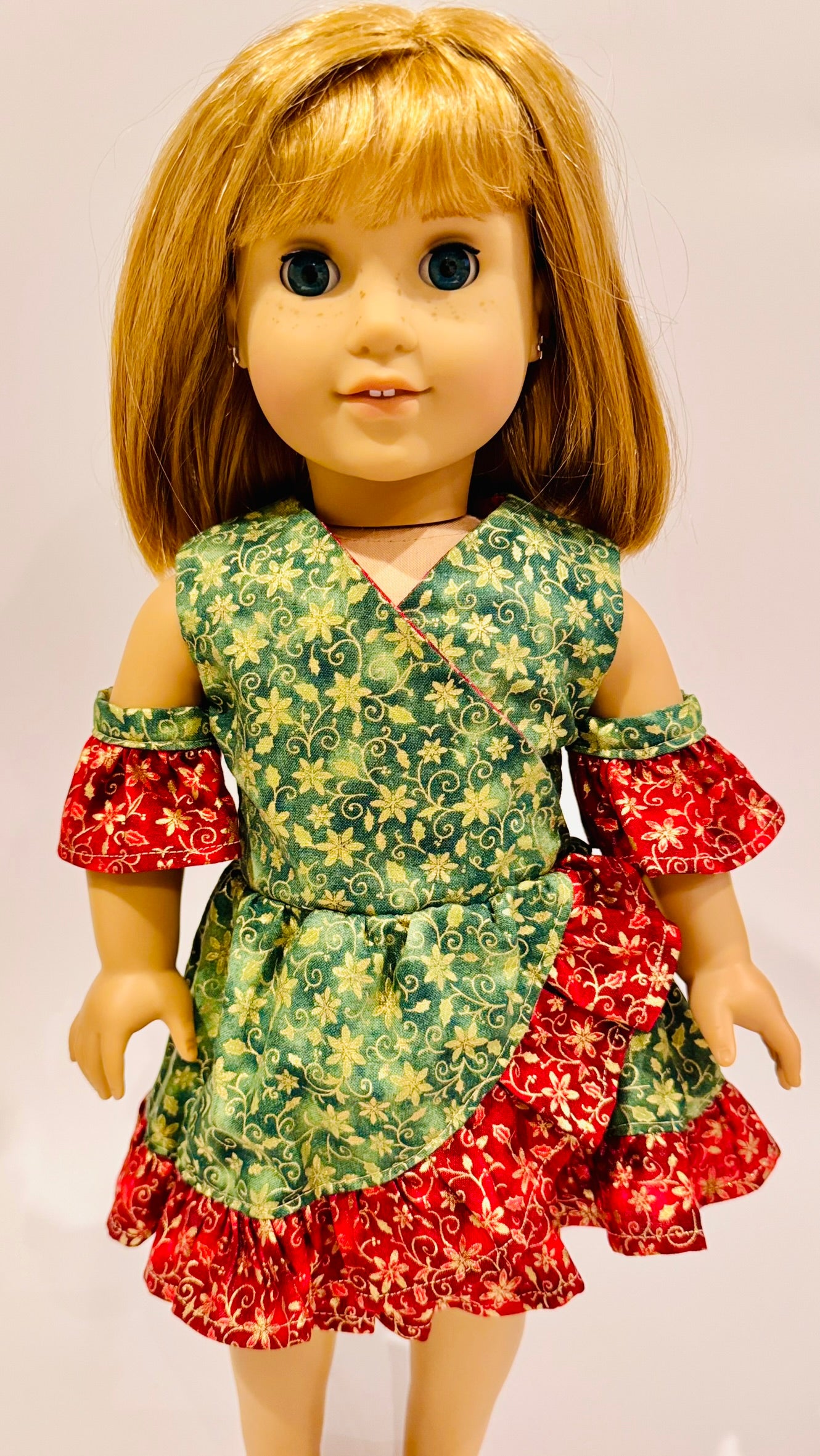 The Chrysomeda Dress - Holiday Green, Red, and Metallic Gold