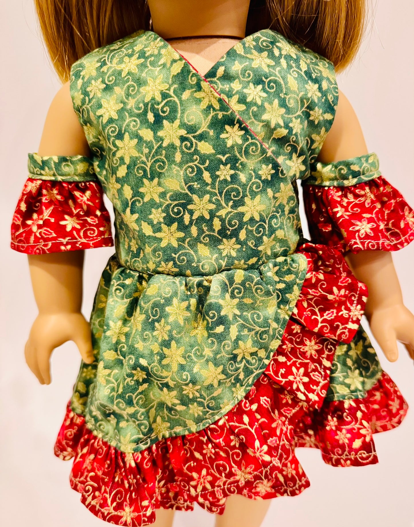 The Chrysomeda Dress - Holiday Green, Red, and Metallic Gold