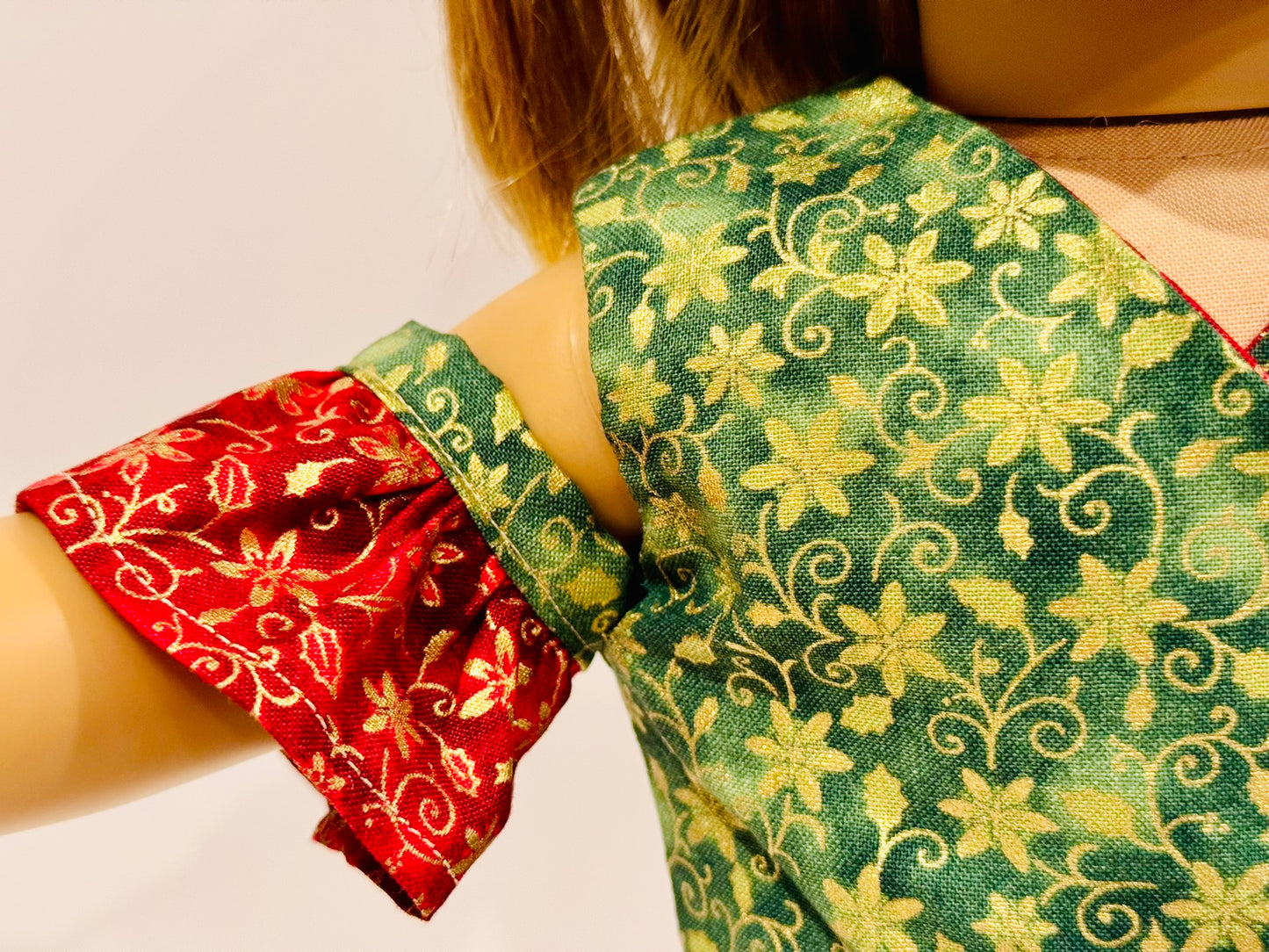 The Chrysomeda Dress - Holiday Green, Red, and Metallic Gold