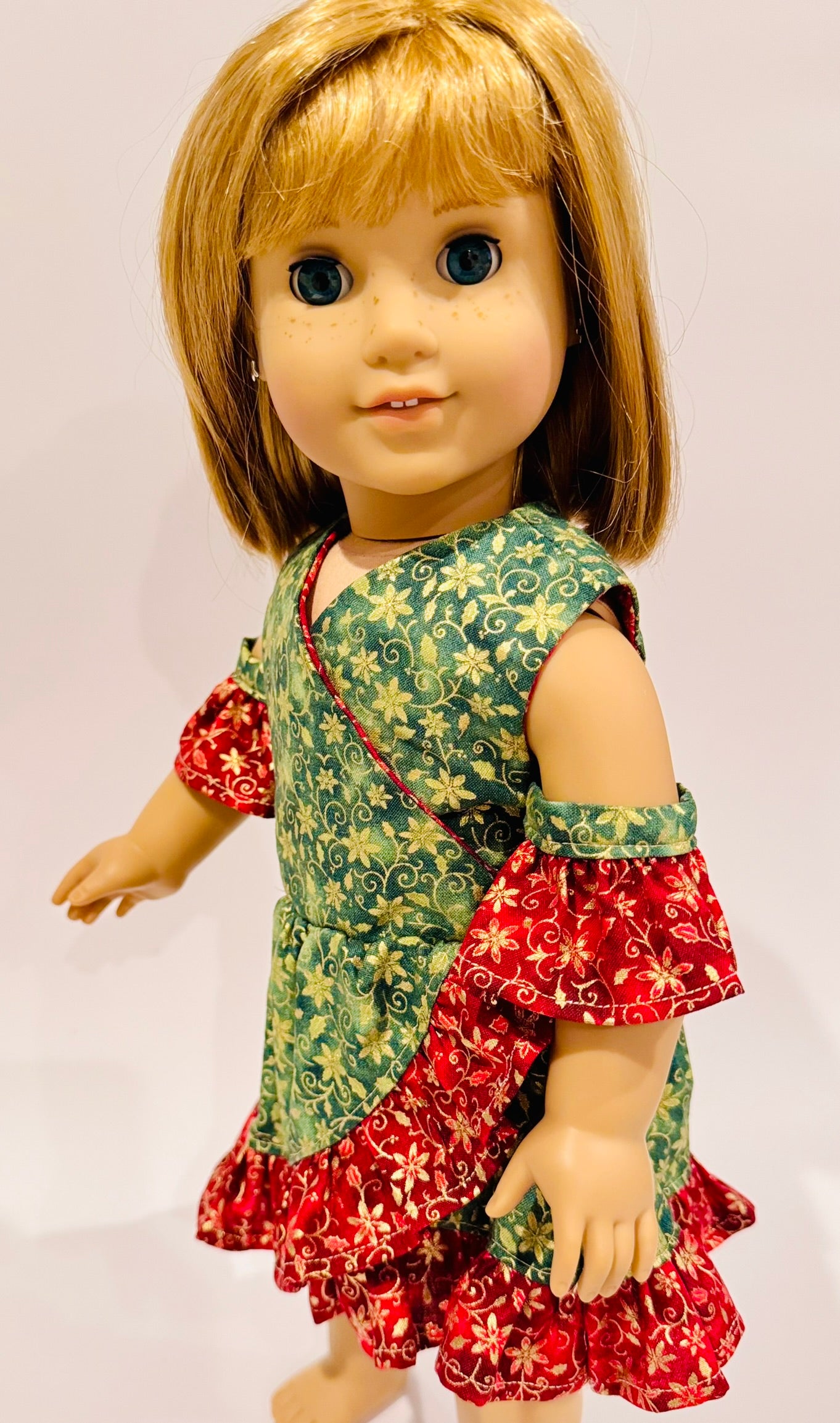 The Chrysomeda Dress - Holiday Green, Red, and Metallic Gold