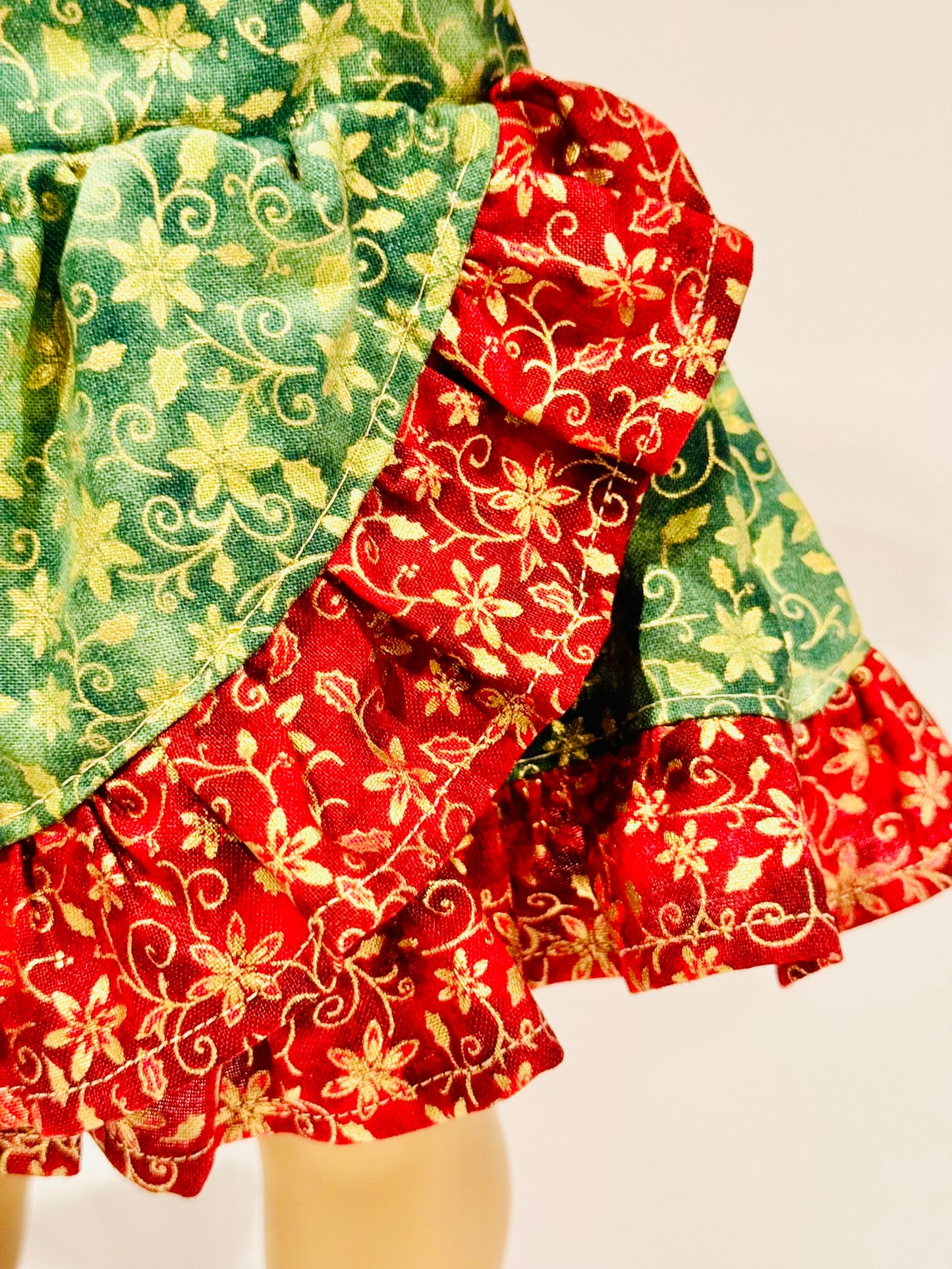 The Chrysomeda Dress - Holiday Green, Red, and Metallic Gold