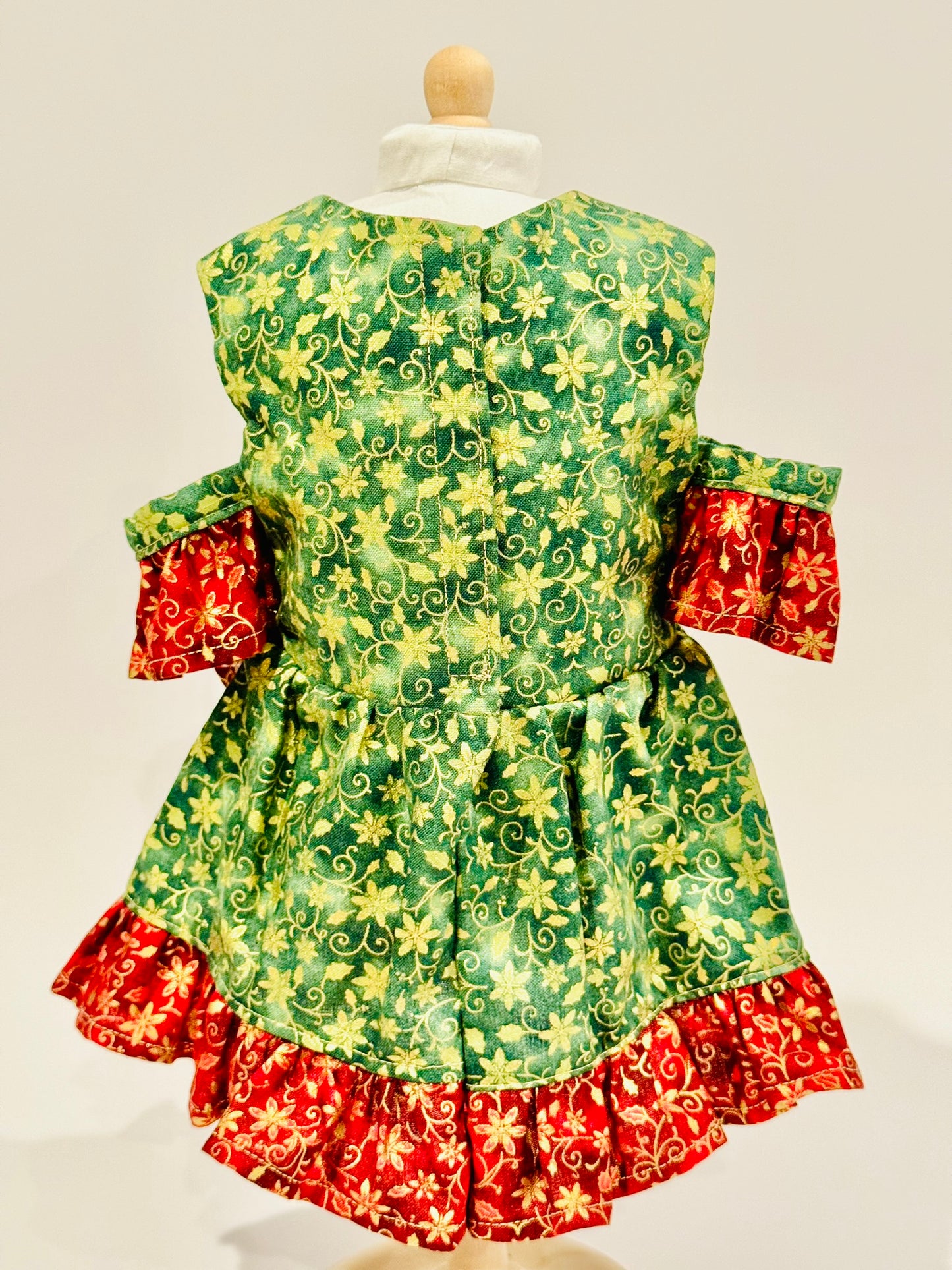 The Chrysomeda Dress - Holiday Green, Red, and Metallic Gold