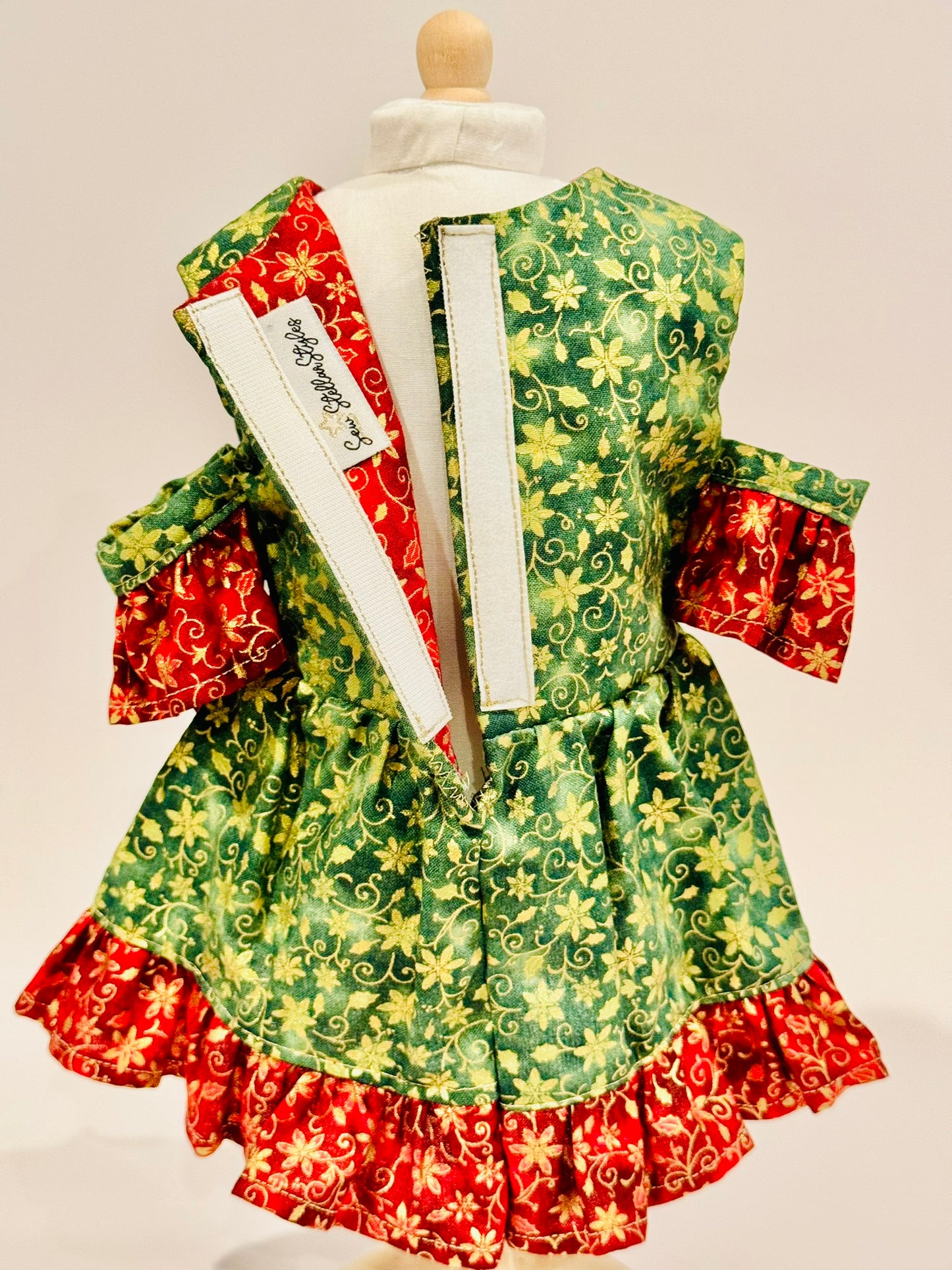 The Chrysomeda Dress - Holiday Green, Red, and Metallic Gold