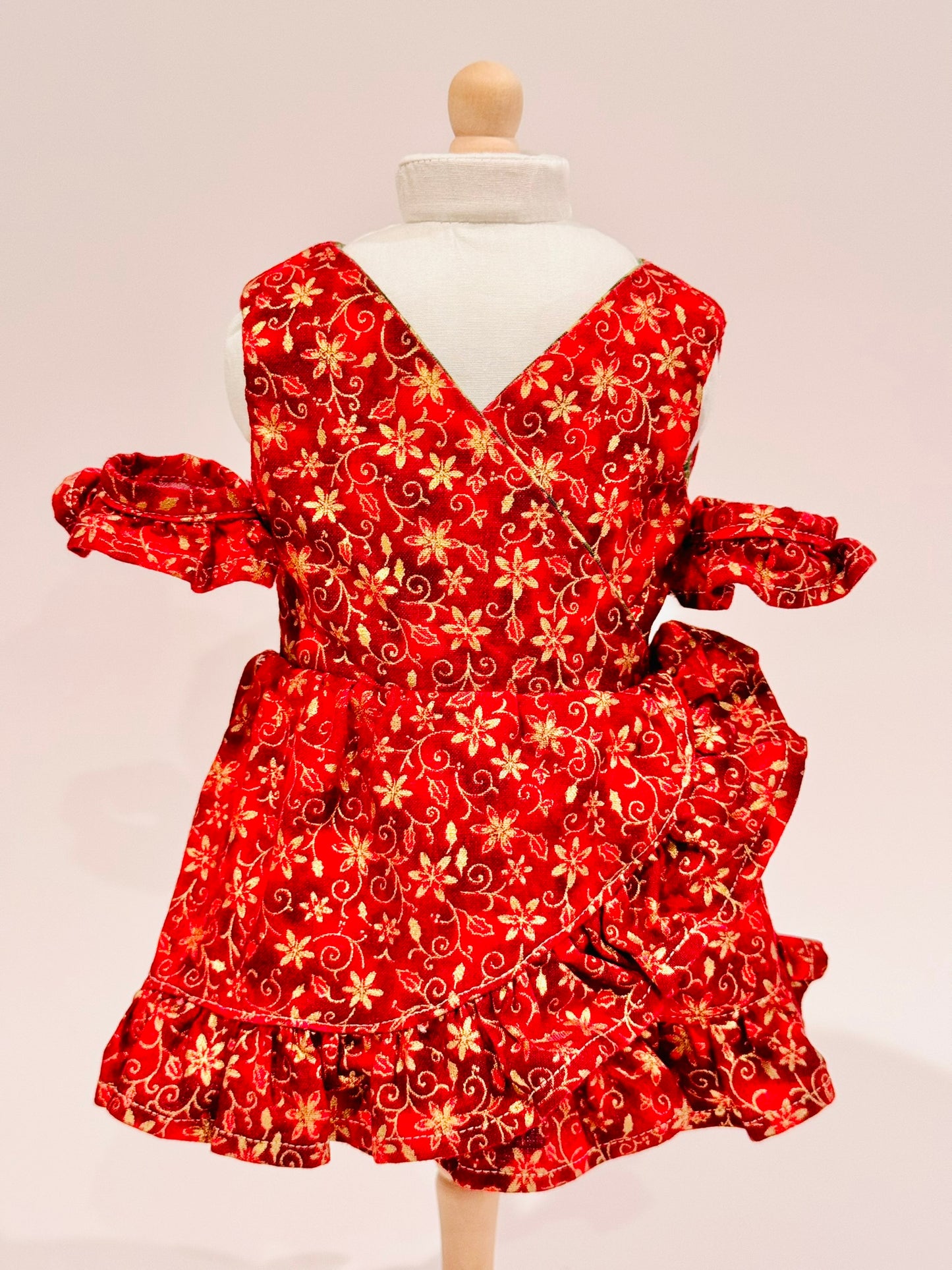 The Chrysomeda Dress - Holiday Red and Metallic Gold