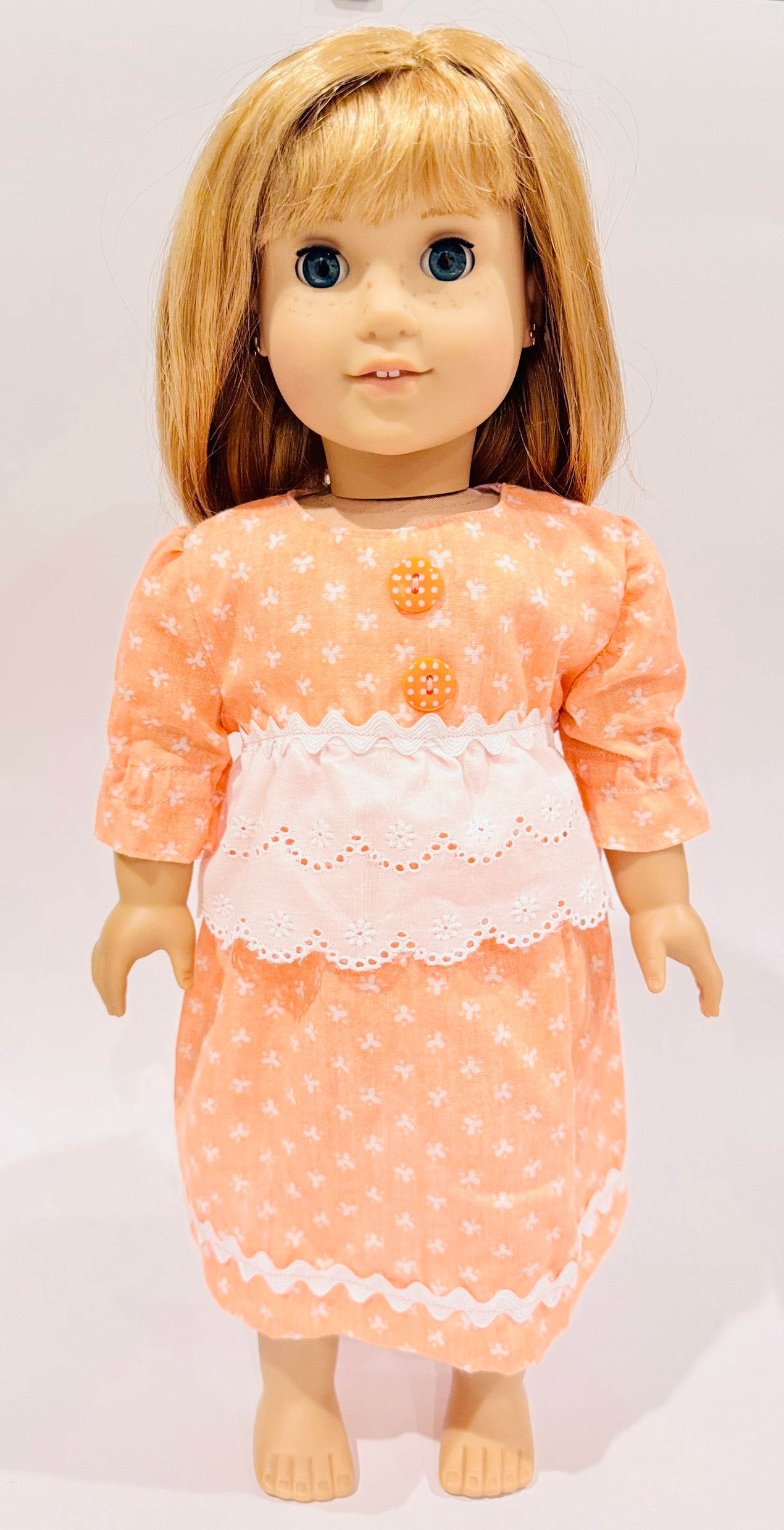 Dress made by Kathleen Saviak: dainty orange and white