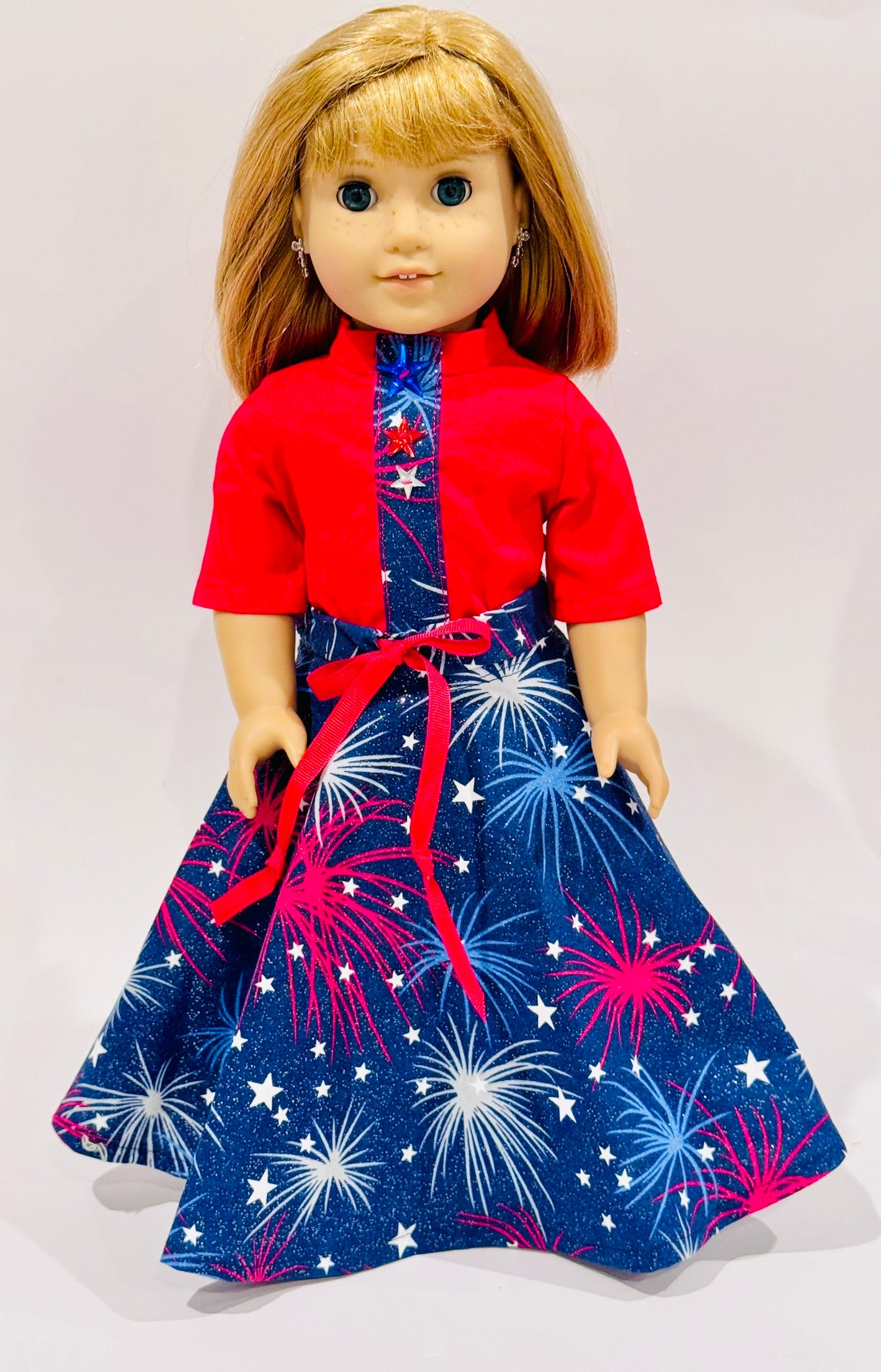 2-piece outfit made by Kathleen Saviak: USA fireworks "flapper" skirt and shirt