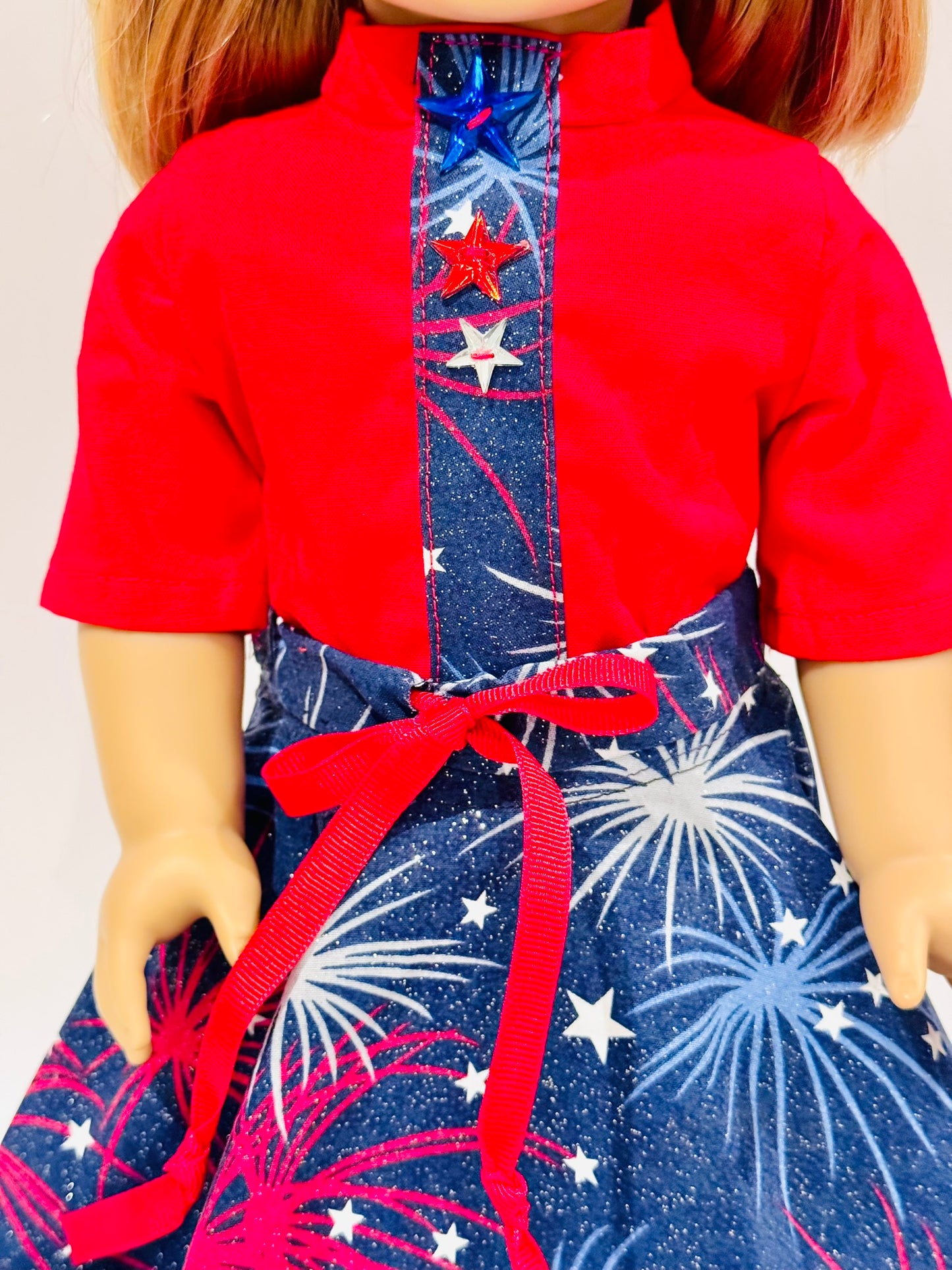 2-piece outfit made by Kathleen Saviak: USA fireworks "flapper" skirt and shirt