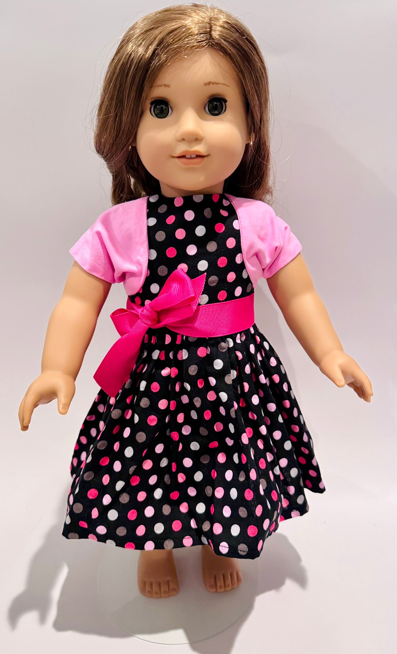 Black and pink polkadot set made by Kathleen Saviak