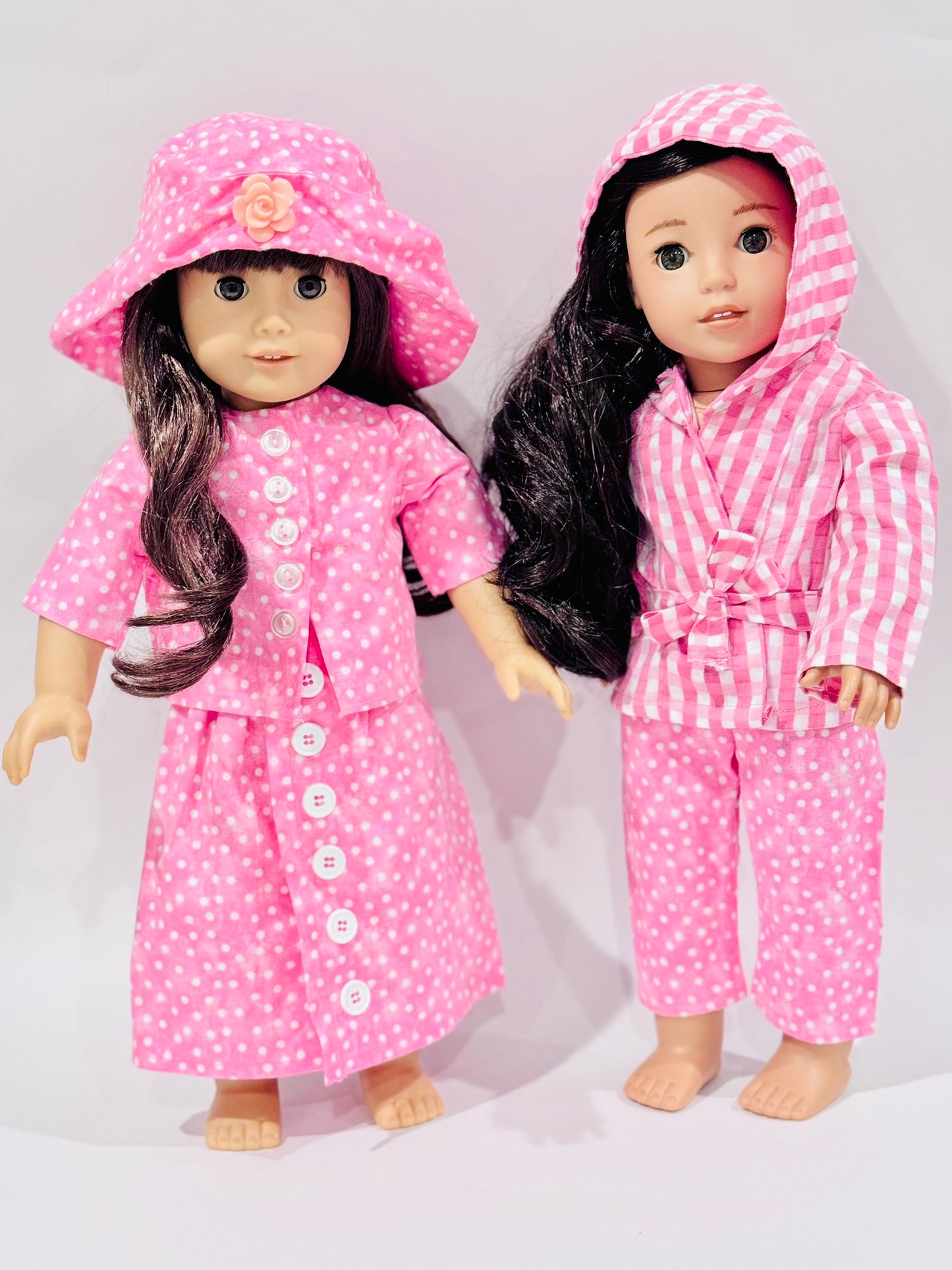 Pink polkadot set made by Kathleen Saviak
