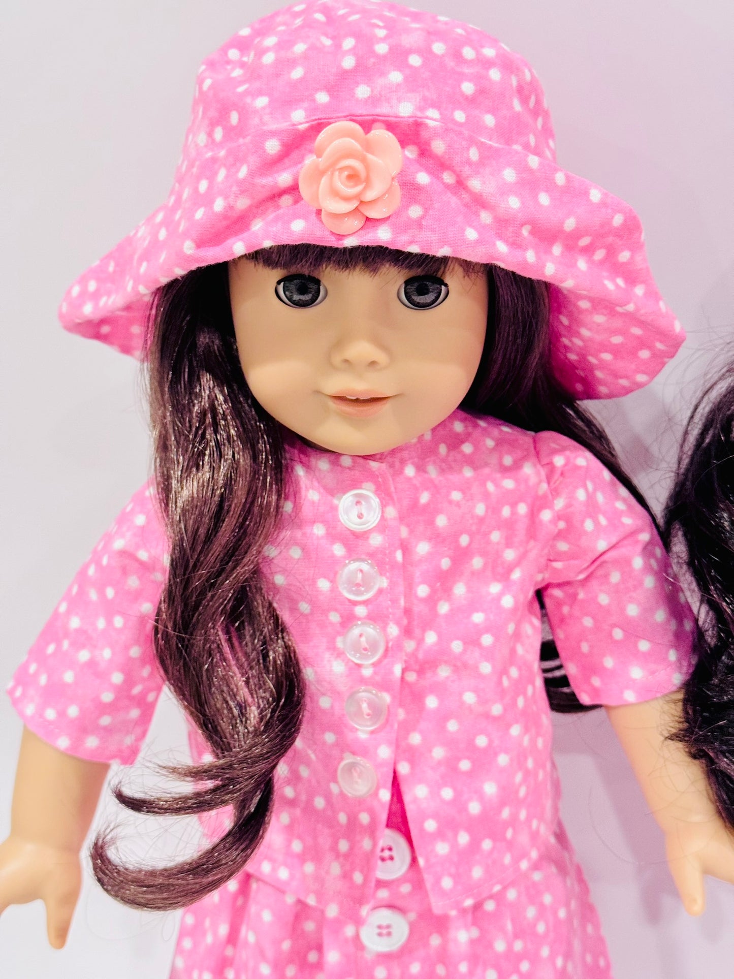 Pink polkadot set made by Kathleen Saviak