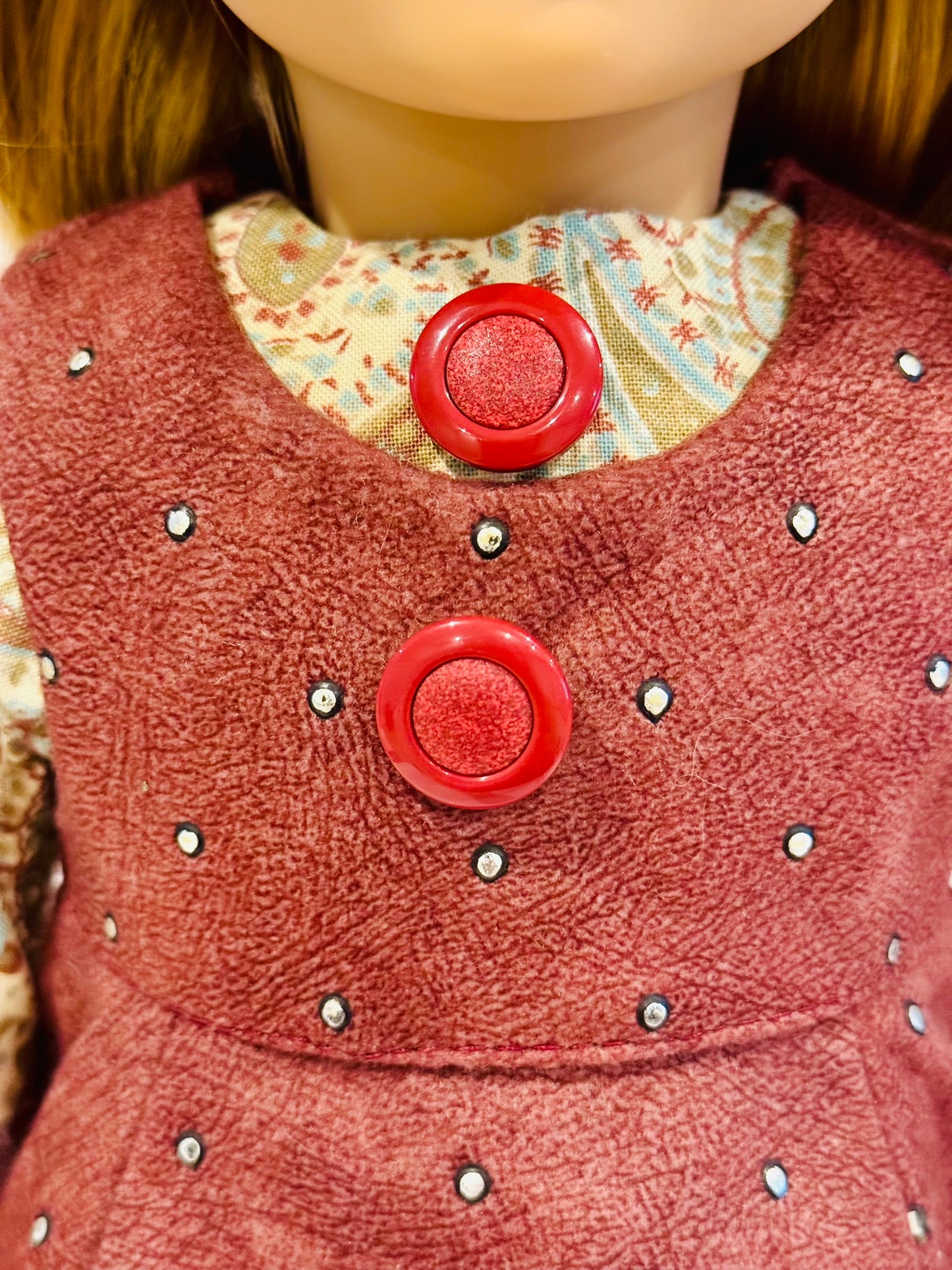 Corduroy brown rhinestone set made by Kathleen Saviak