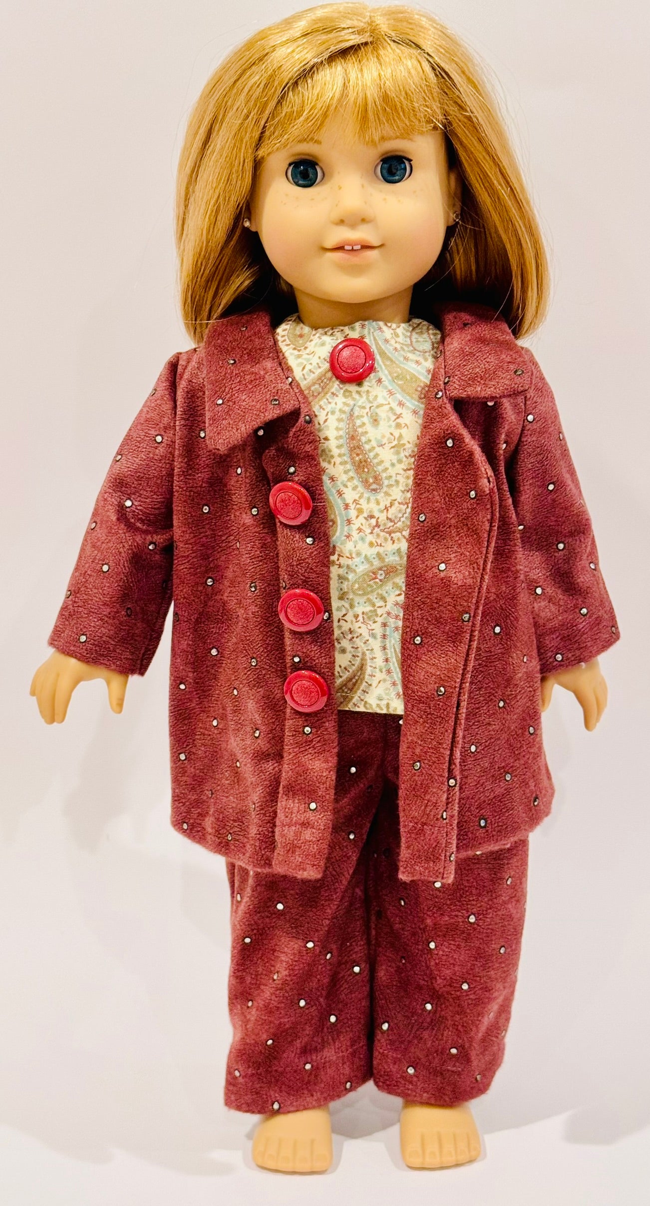 Corduroy brown rhinestone set made by Kathleen Saviak