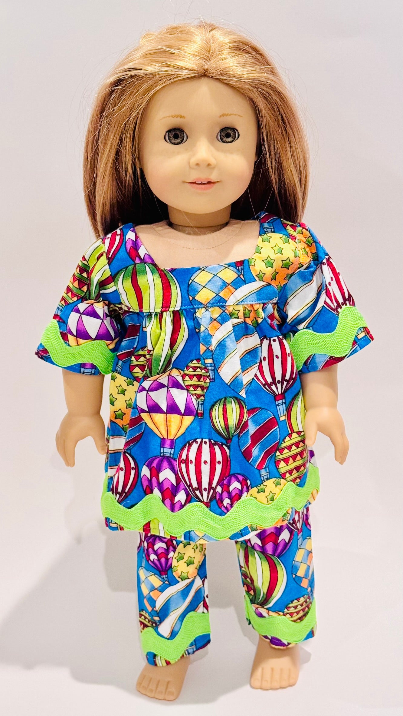 2-piece outfit made by Kathleen Saviak: hot air balloon top and slacks