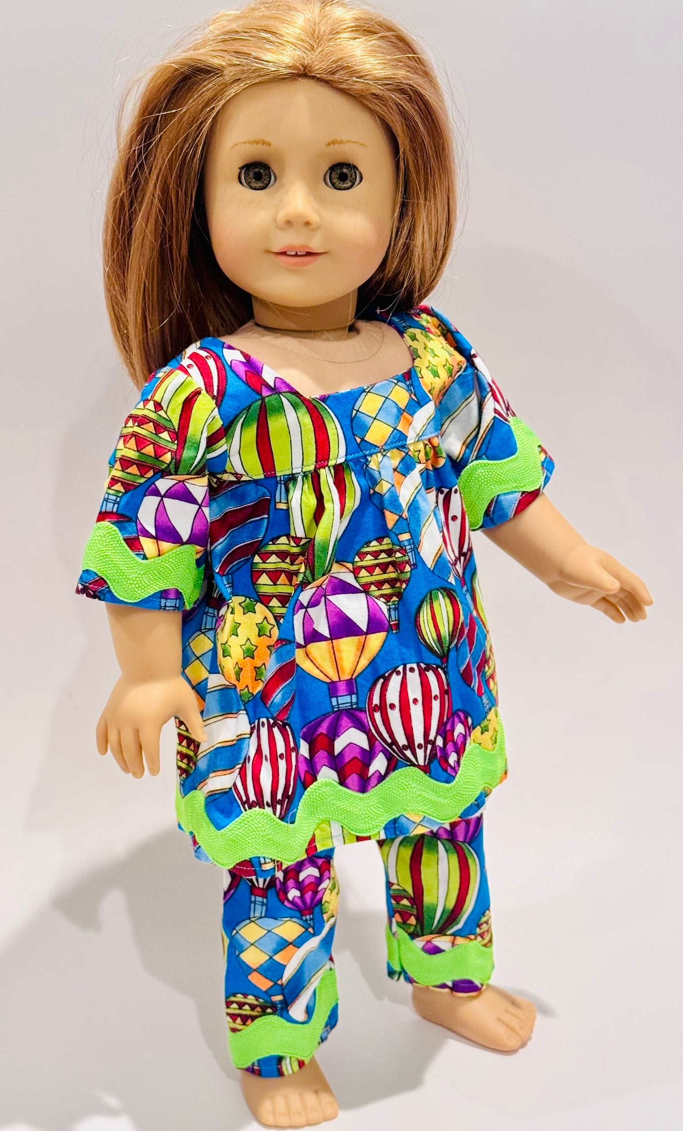 2-piece outfit made by Kathleen Saviak: hot air balloon top and slacks