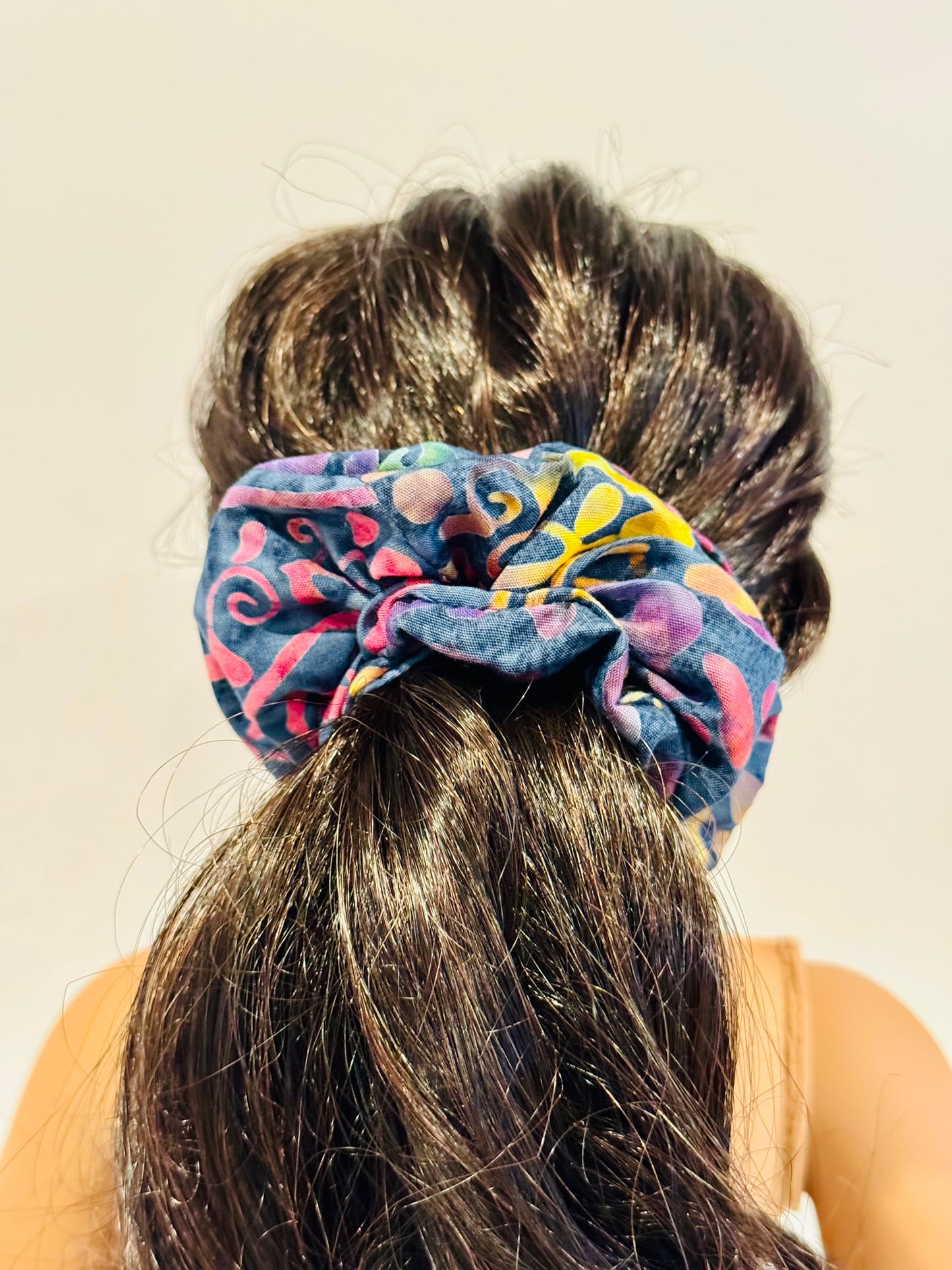Giant Scrunchie - Navy Rainbow Batik