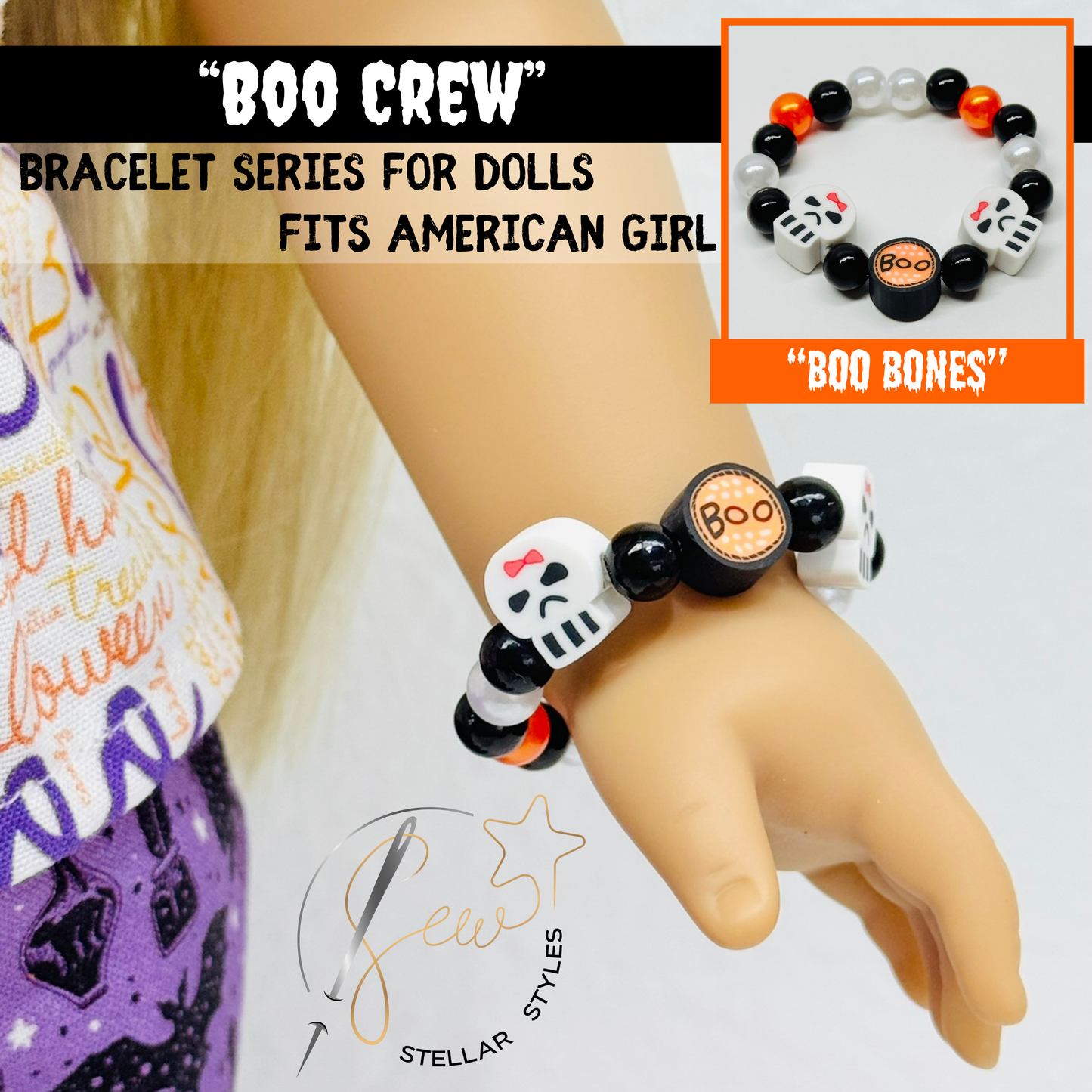 💀 BOO BONES Boo Crew Bracelet 🖤🧡 Halloween '25 Bracelet Series for Dolls