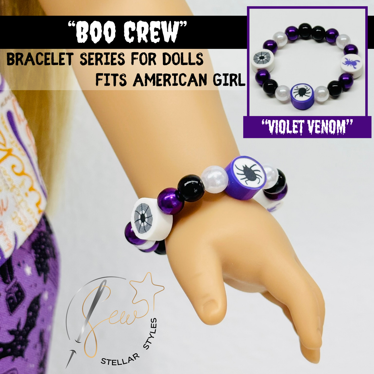 🕷️ VIOLET VENOM Boo Crew Bracelet 🖤🧡 Halloween '25 Bracelet Series for Dolls