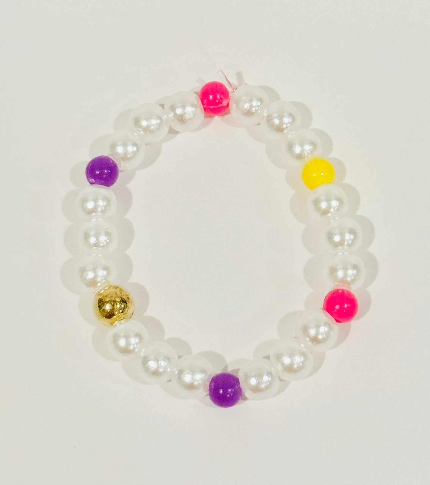 Glossy White Beaded Bracelet for Dolls