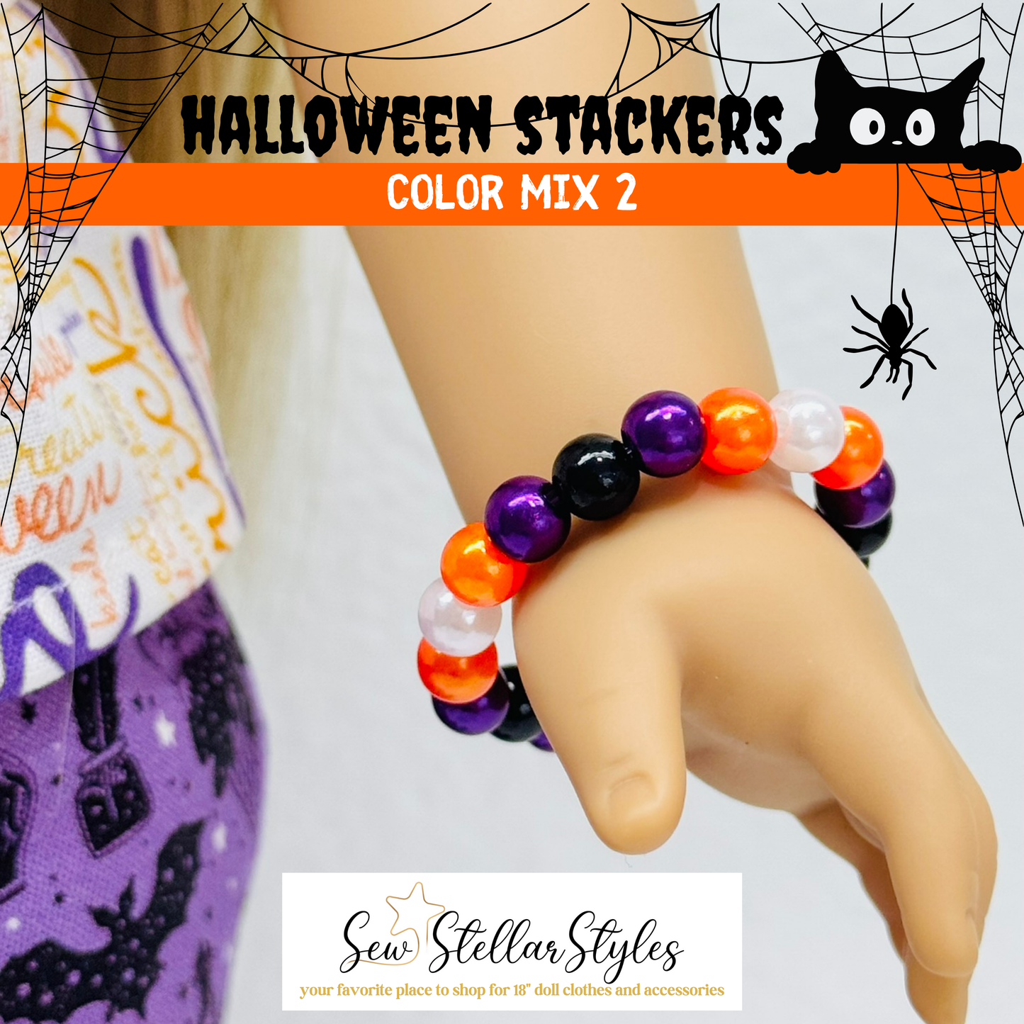 Halloween Stackers - Beaded Bracelets for Dolls