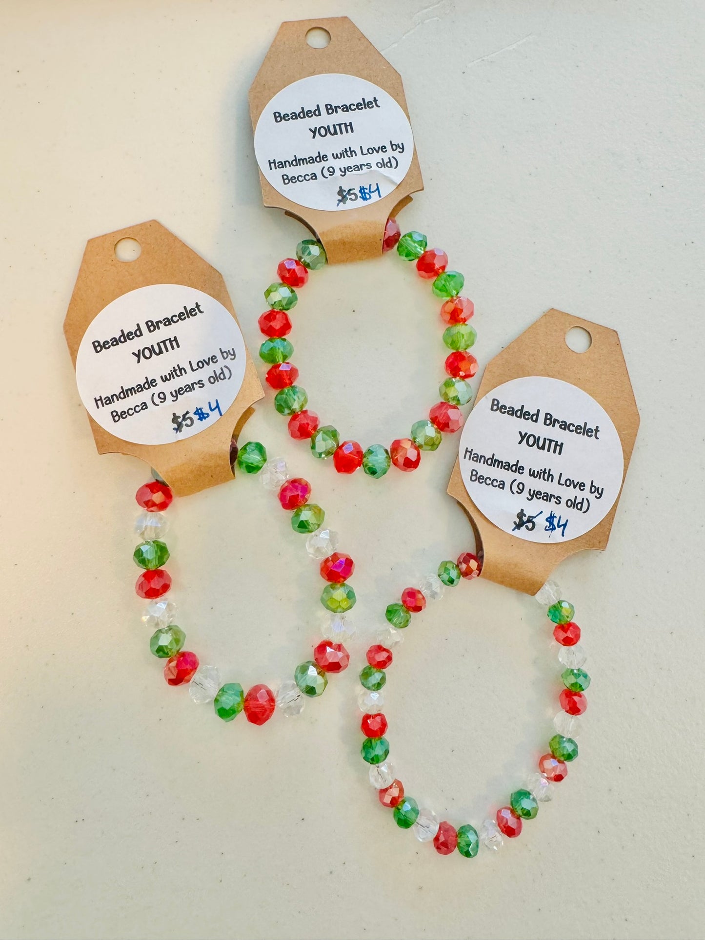 Youth Beaded Bracelets Made by Becca - Christmas Series | CLEARANCE