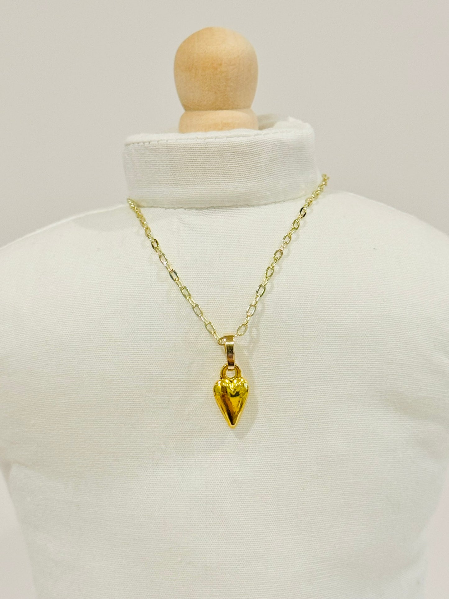 Doll Charm Necklace - Gold Tiny Heart