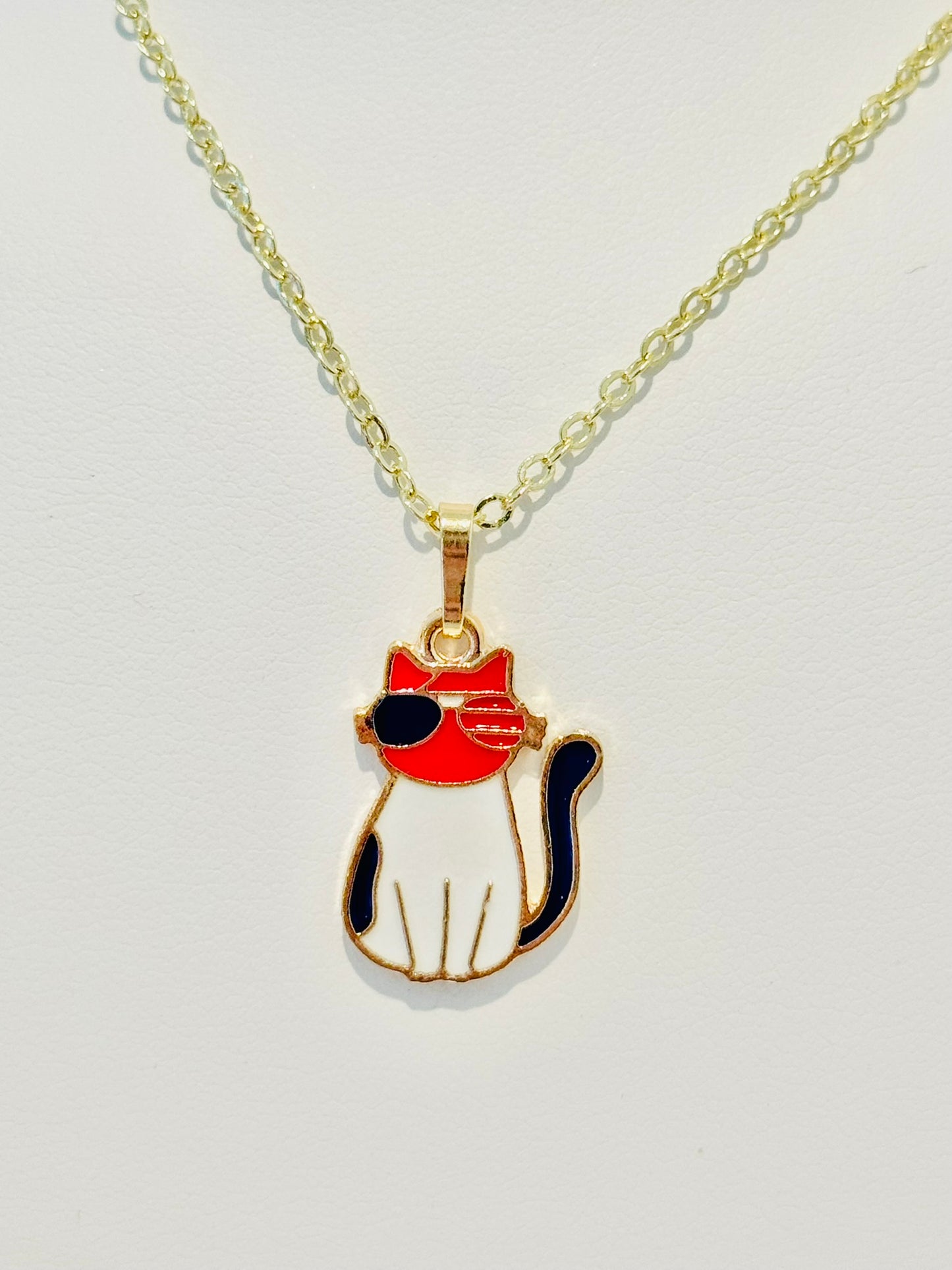 LIMITED EDITION Charm Necklace Set - Fourth of July Series 1 for Girls/BFFs: Cool Cat
