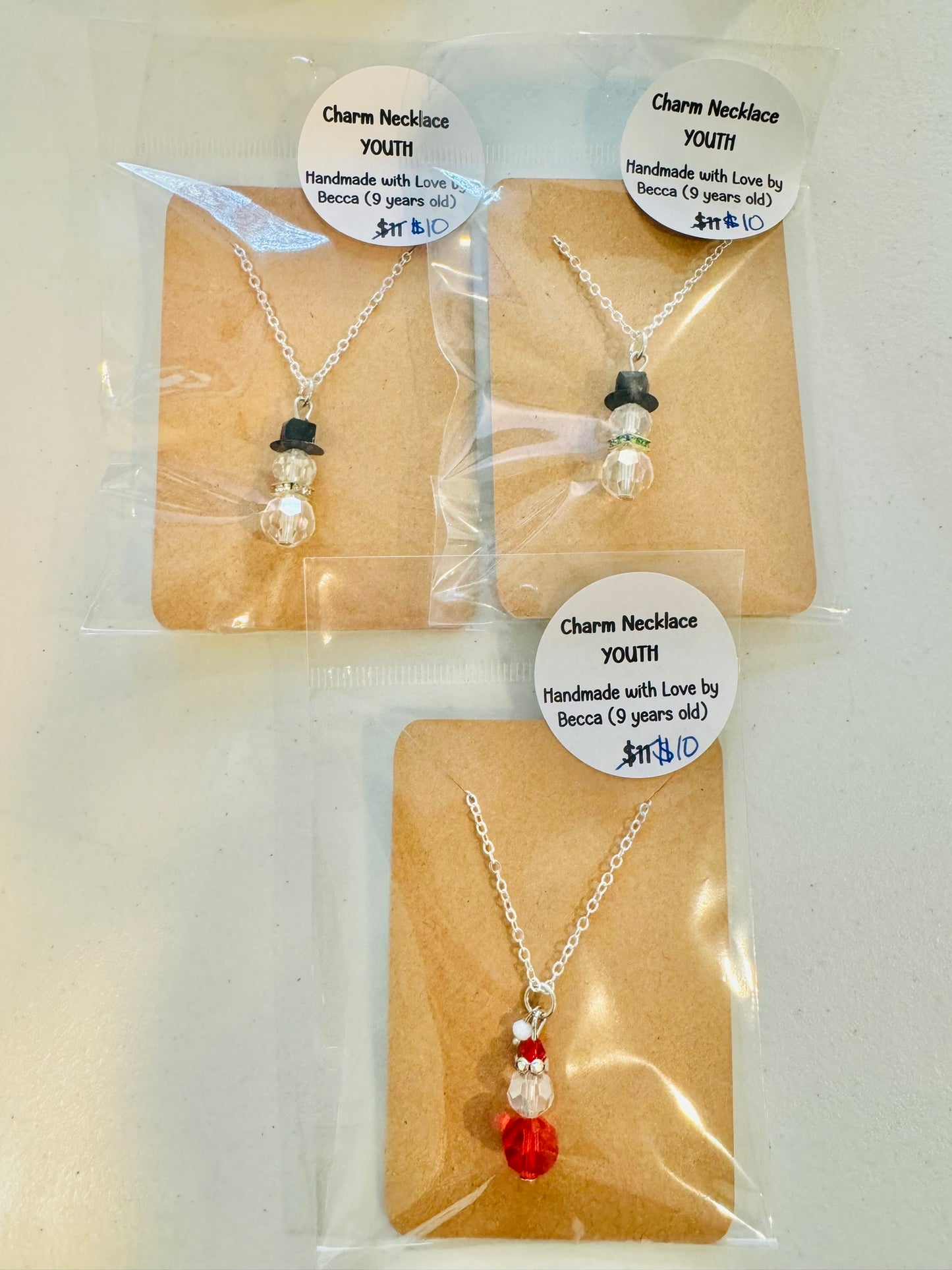 LIMITED EDITION Youth Charm Necklaces - Made by Becca Santa & Snowmen Series | CLEARANCE