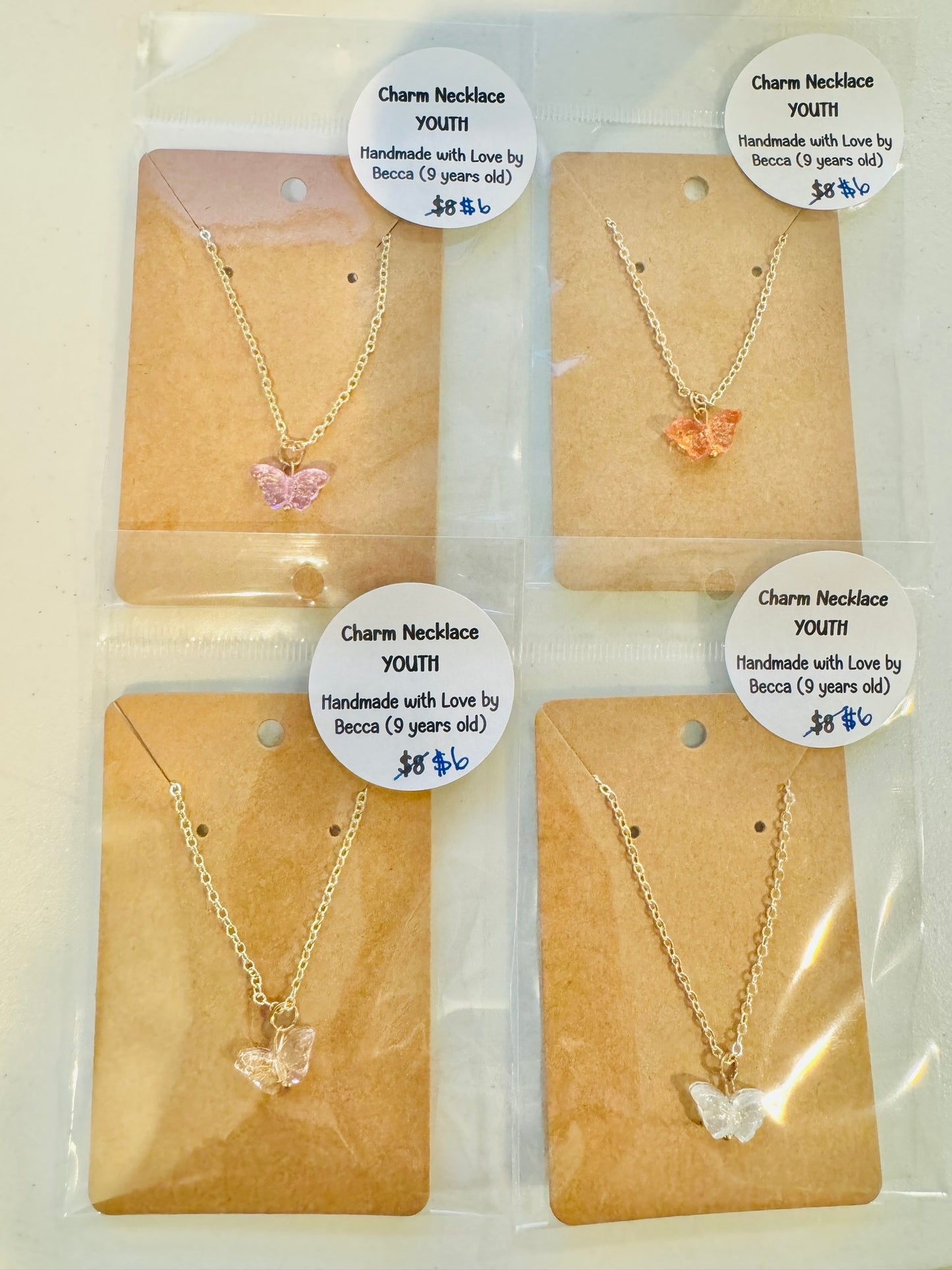 Youth Charm Necklaces - Made by Becca Butterfly Series | CLEARANCE