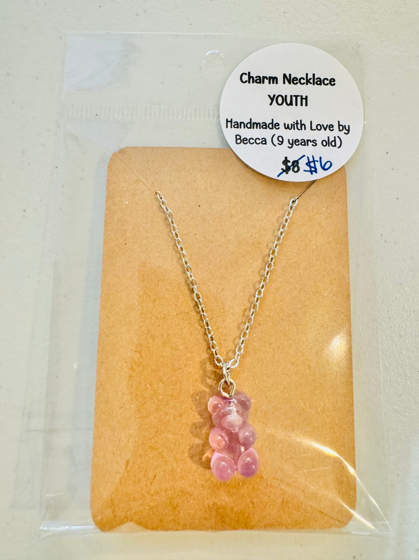 Youth Charm Necklace Made by Becca - Purple Gummy Bear | CLEARANCE