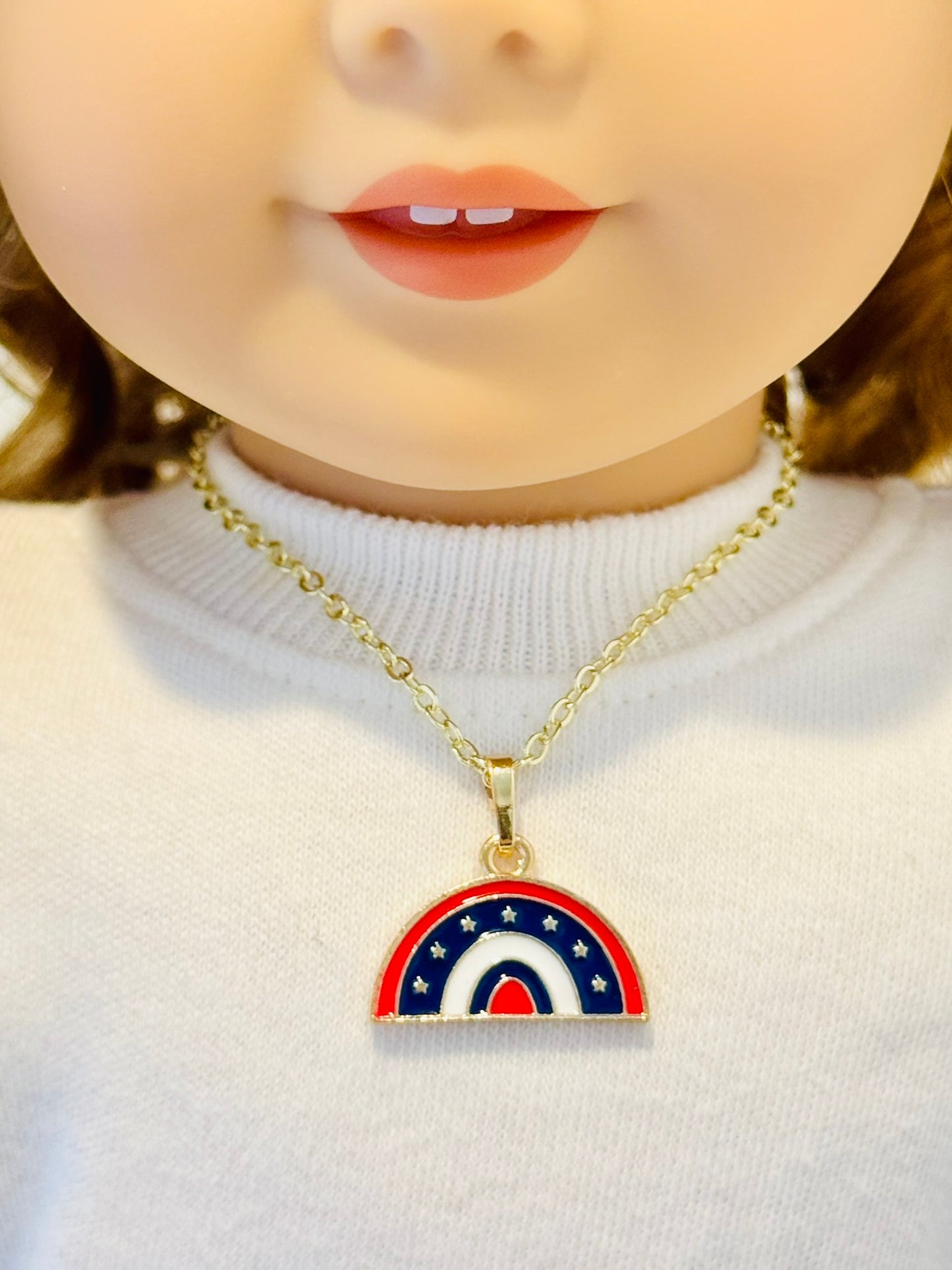LIMITED EDITION Charm Necklace Set - Fourth of July Series 2 for Girls & Dolls: All-American Rainbow