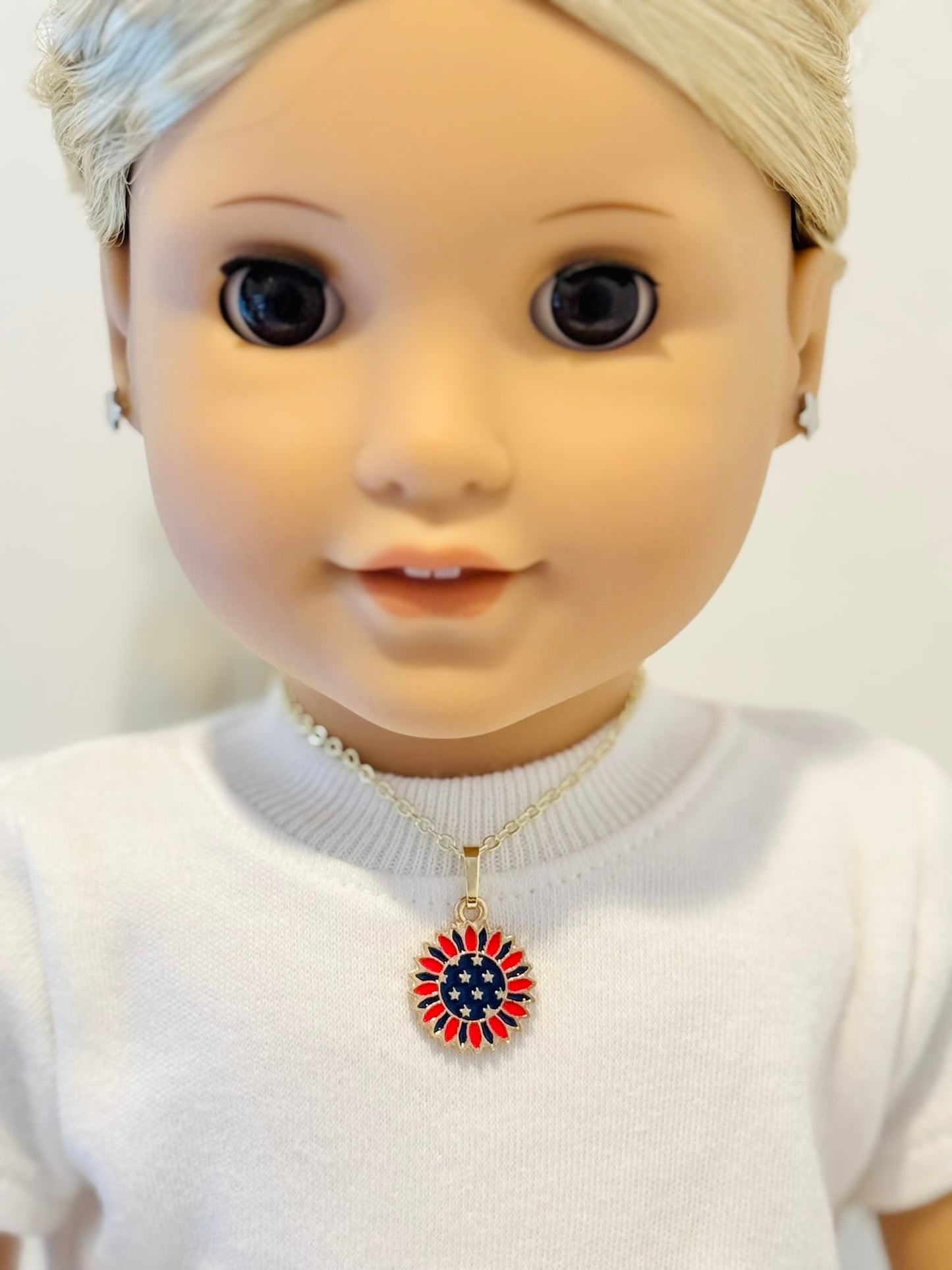 LIMITED EDITION Charm Necklace Set - Fourth of July Series 2 for Girls & Dolls: Floral & Free