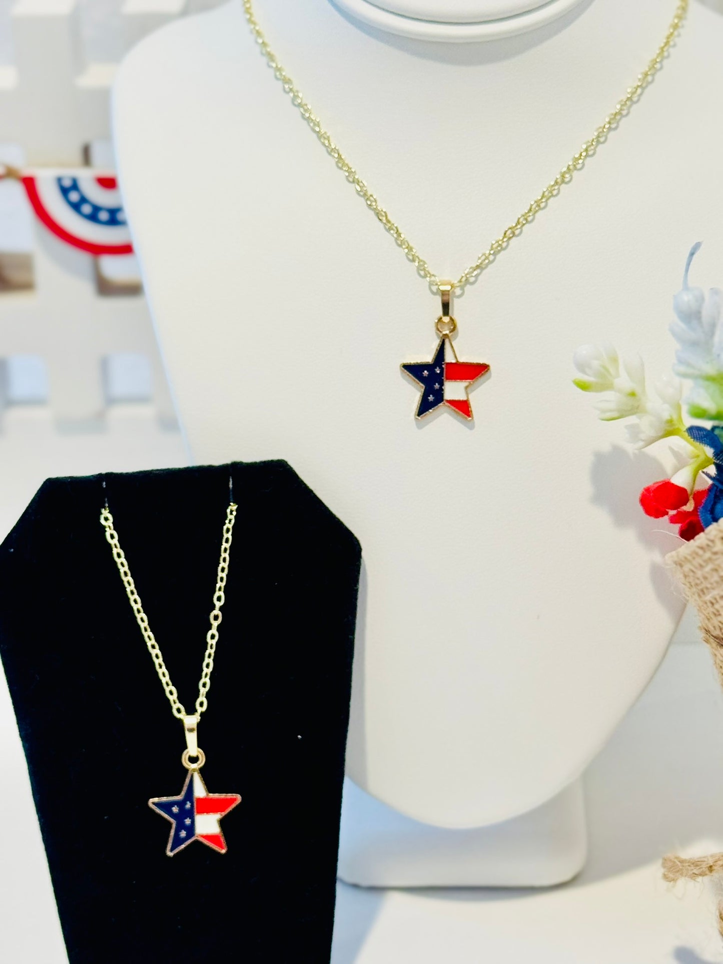 LIMITED EDITION Charm Necklace Set - Fourth of July Series 2 for Girls & Dolls: Star-Spangled Version 1