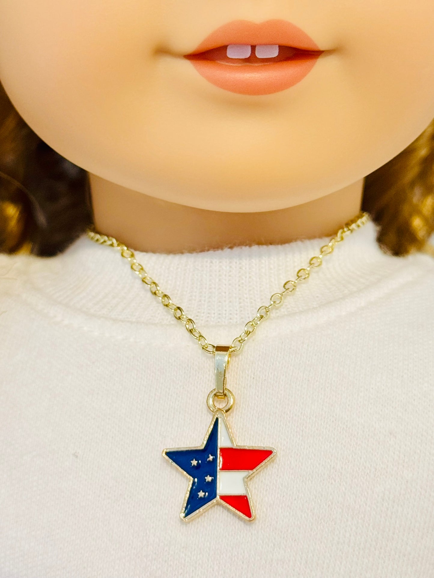 LIMITED EDITION Charm Necklace Set - Fourth of July Series 2 for Girls & Dolls: Star-Spangled Version 1