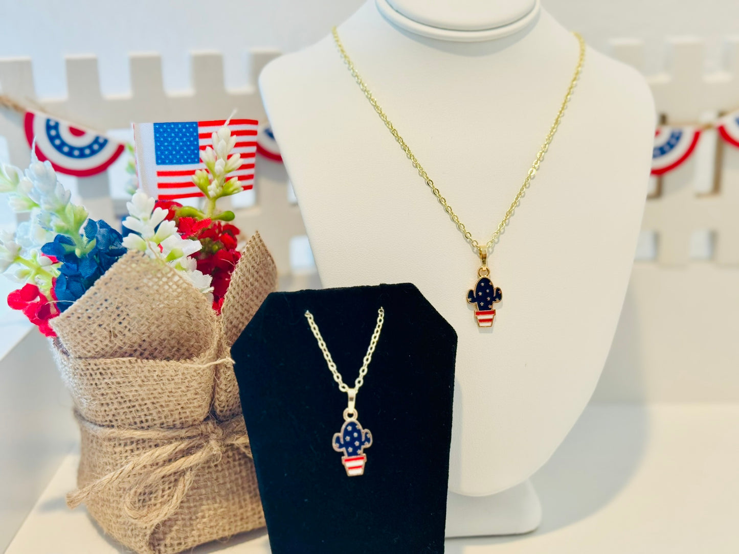 LIMITED EDITION Charm Necklace Set - Fourth of July Series 2 for Girls & Dolls: Stars, Stripes, & Spikes