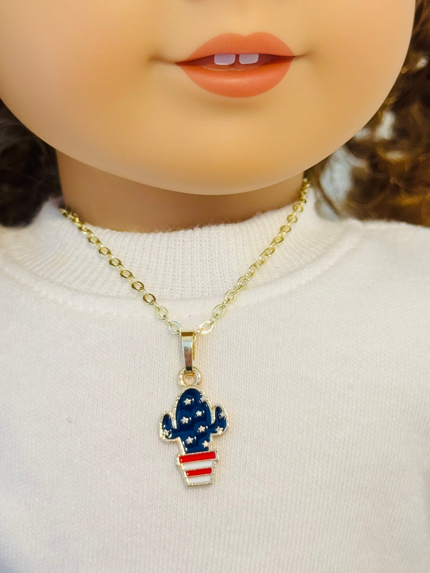 LIMITED EDITION Charm Necklace Set - Fourth of July Series 2 for Girls & Dolls: Stars, Stripes, & Spikes