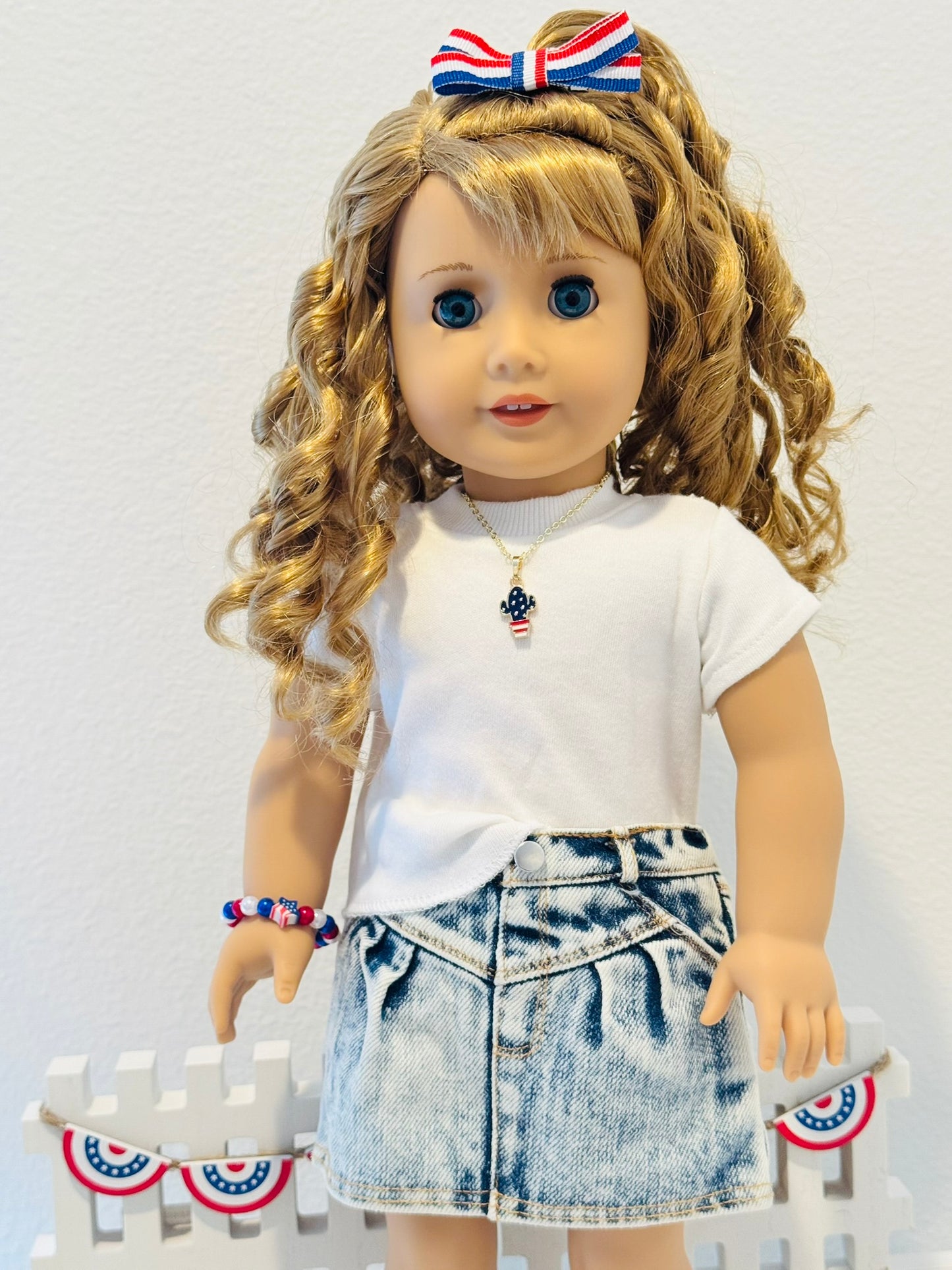 LIMITED EDITION Charm Necklace Set - Fourth of July Series 2 for Girls & Dolls: Stars, Stripes, & Spikes