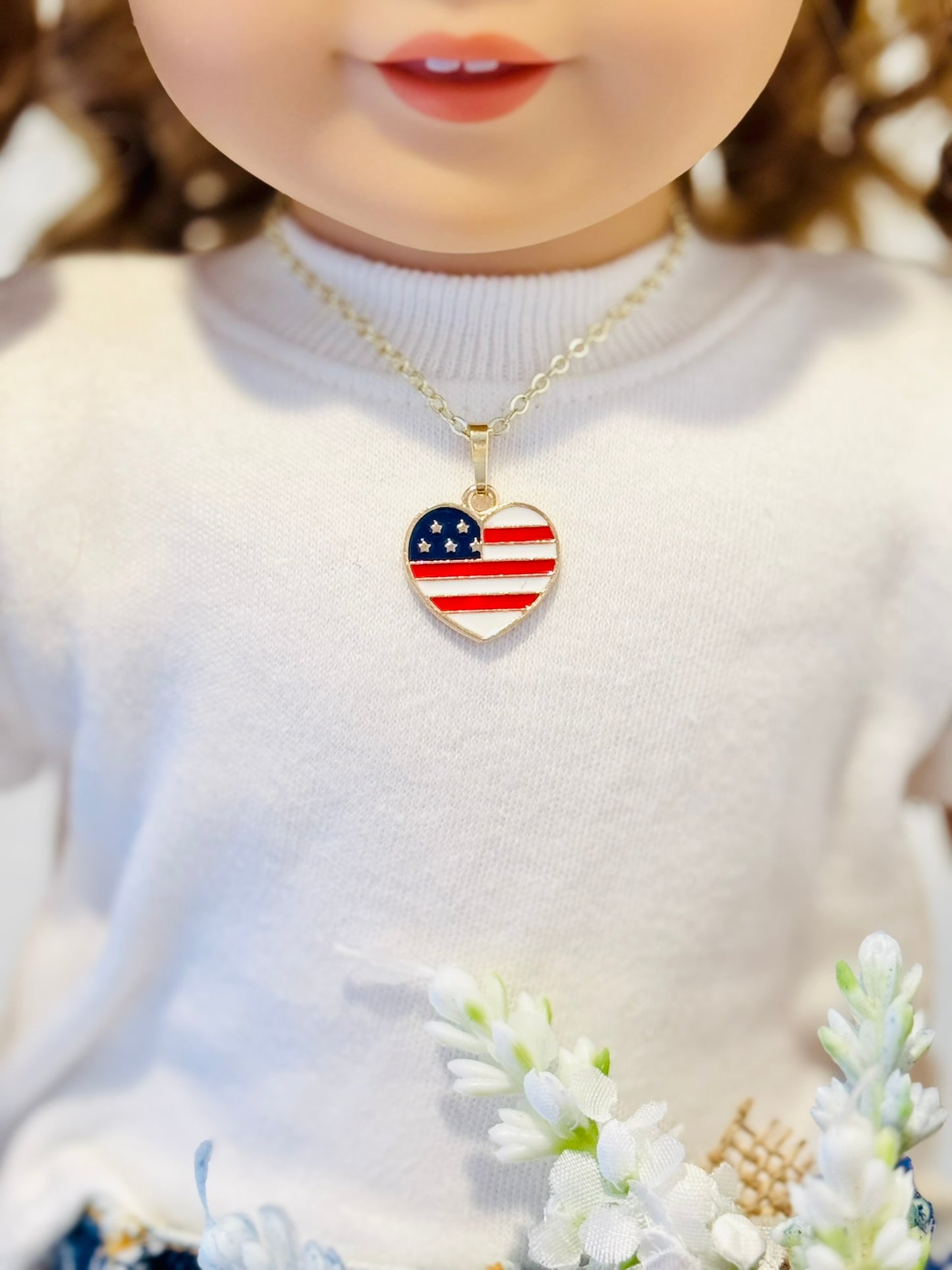 LIMITED EDITION Charm Necklace Set - Fourth of July Series 2 for Girls & Dolls: USA Love Version 1