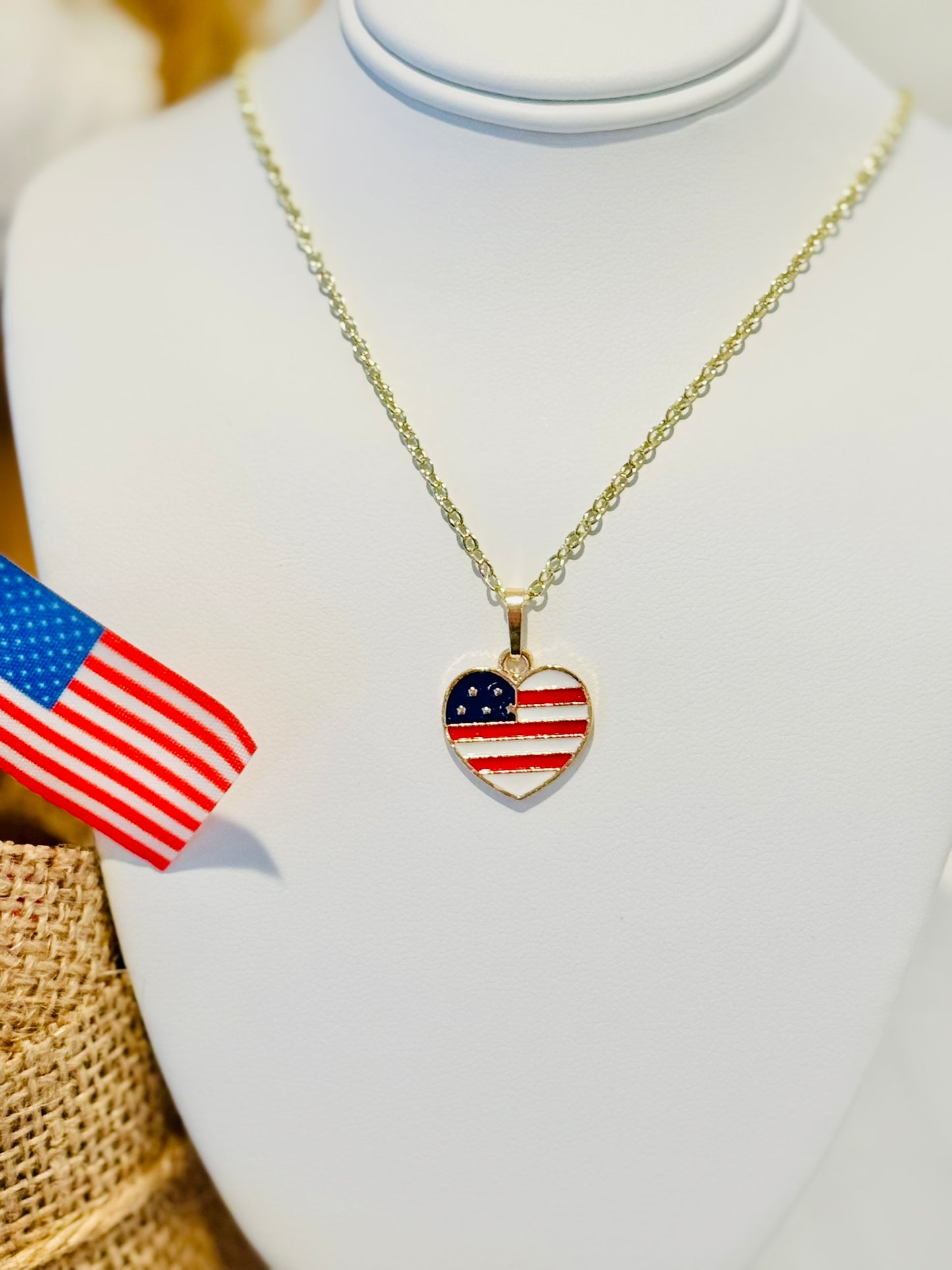 LIMITED EDITION Charm Necklace Set - Fourth of July Series 2 for Girls & Dolls: USA Love Version 1