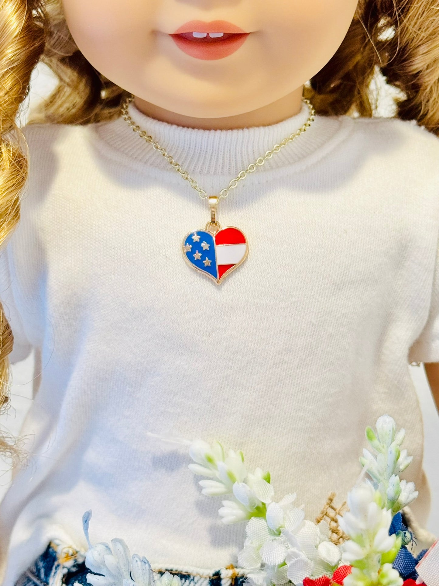 LIMITED EDITION Charm Necklace Set - Fourth of July Series 2 for Girls & Dolls: USA Love Version 2